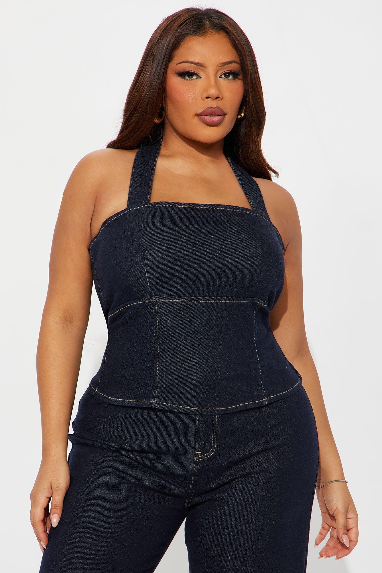 Annice Denim Halter Pant Set - Dark Wash Female Product Image