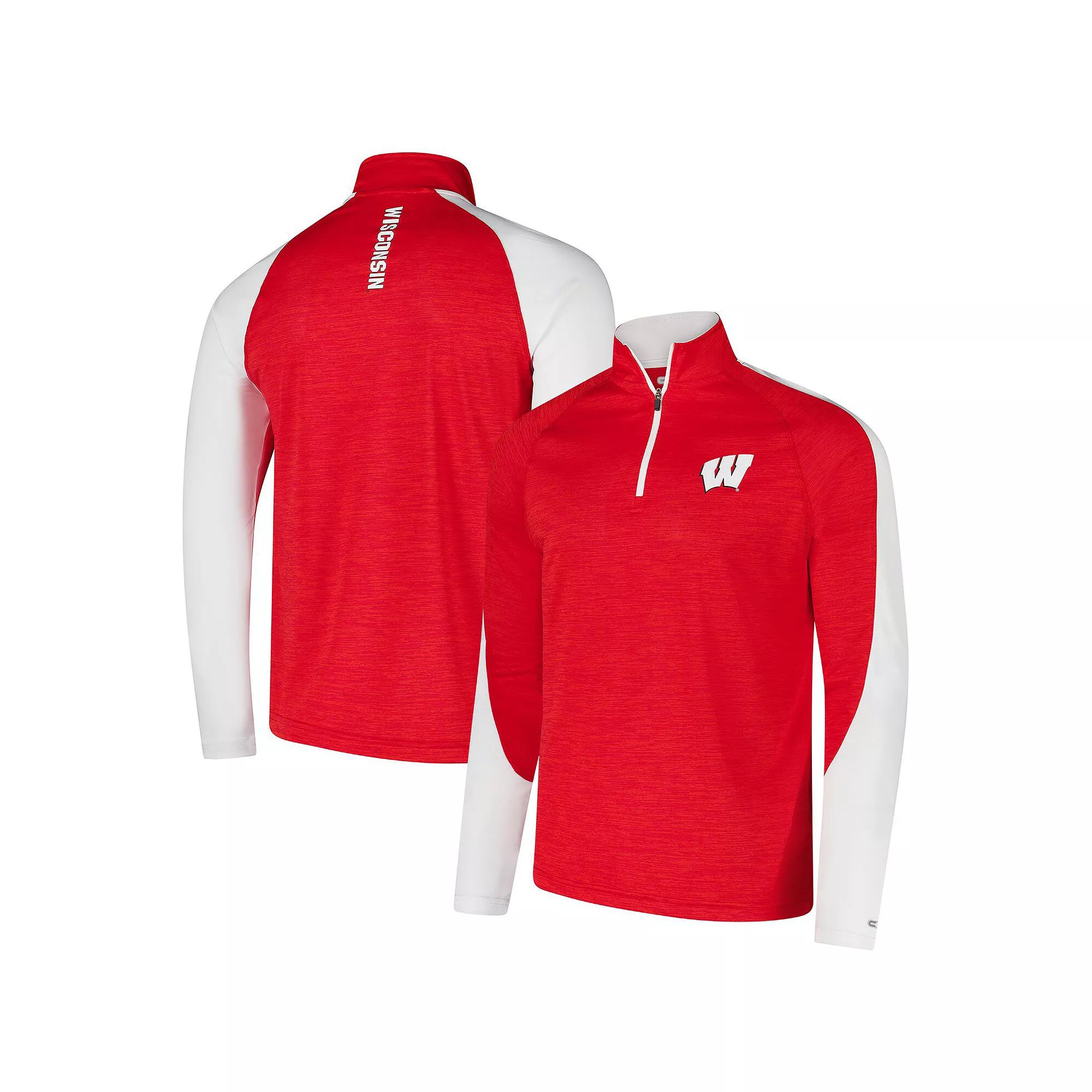 Men's Colosseum Red Wisconsin Badgers Langmore Raglan Quarter-Zip Top,  Product Image