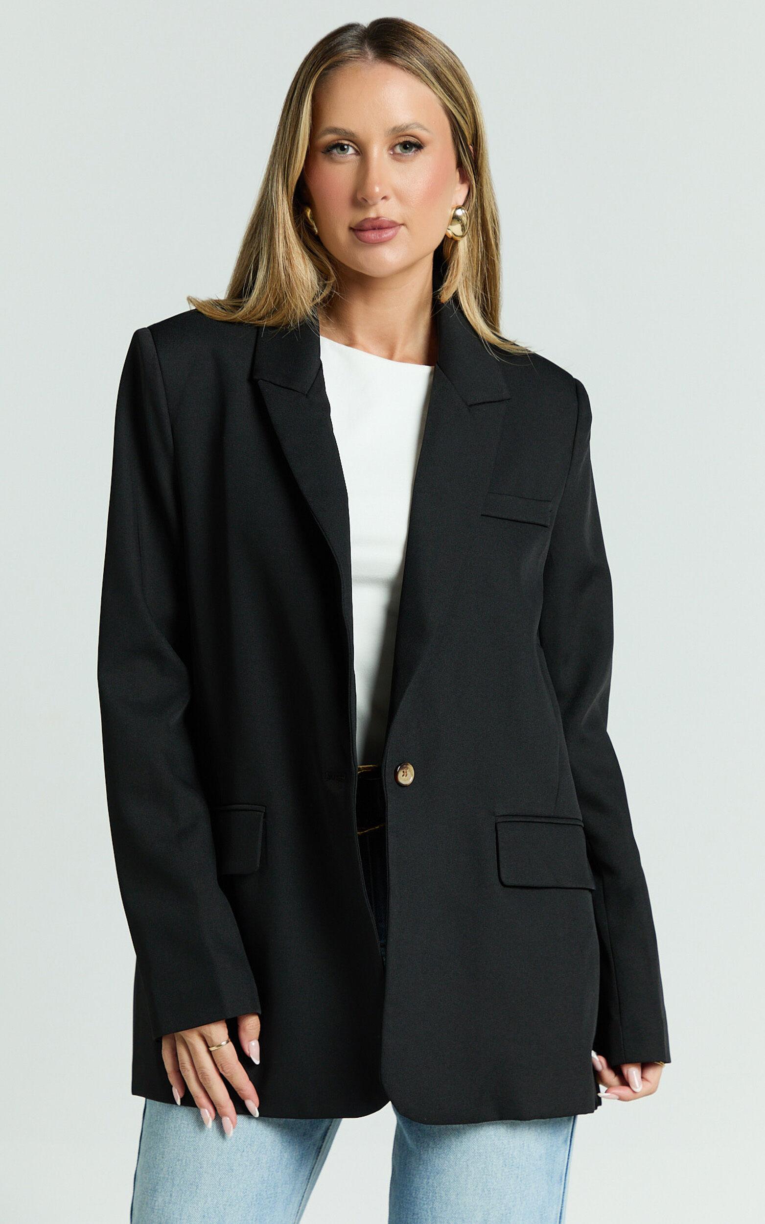 Caralina Blazer - Oversized Single Breasted Blazer in Black Product Image