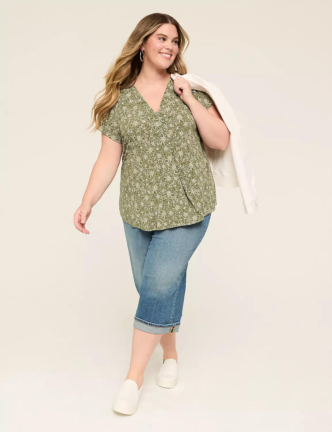 Cap-Sleeve Pleat-Front Top Product Image