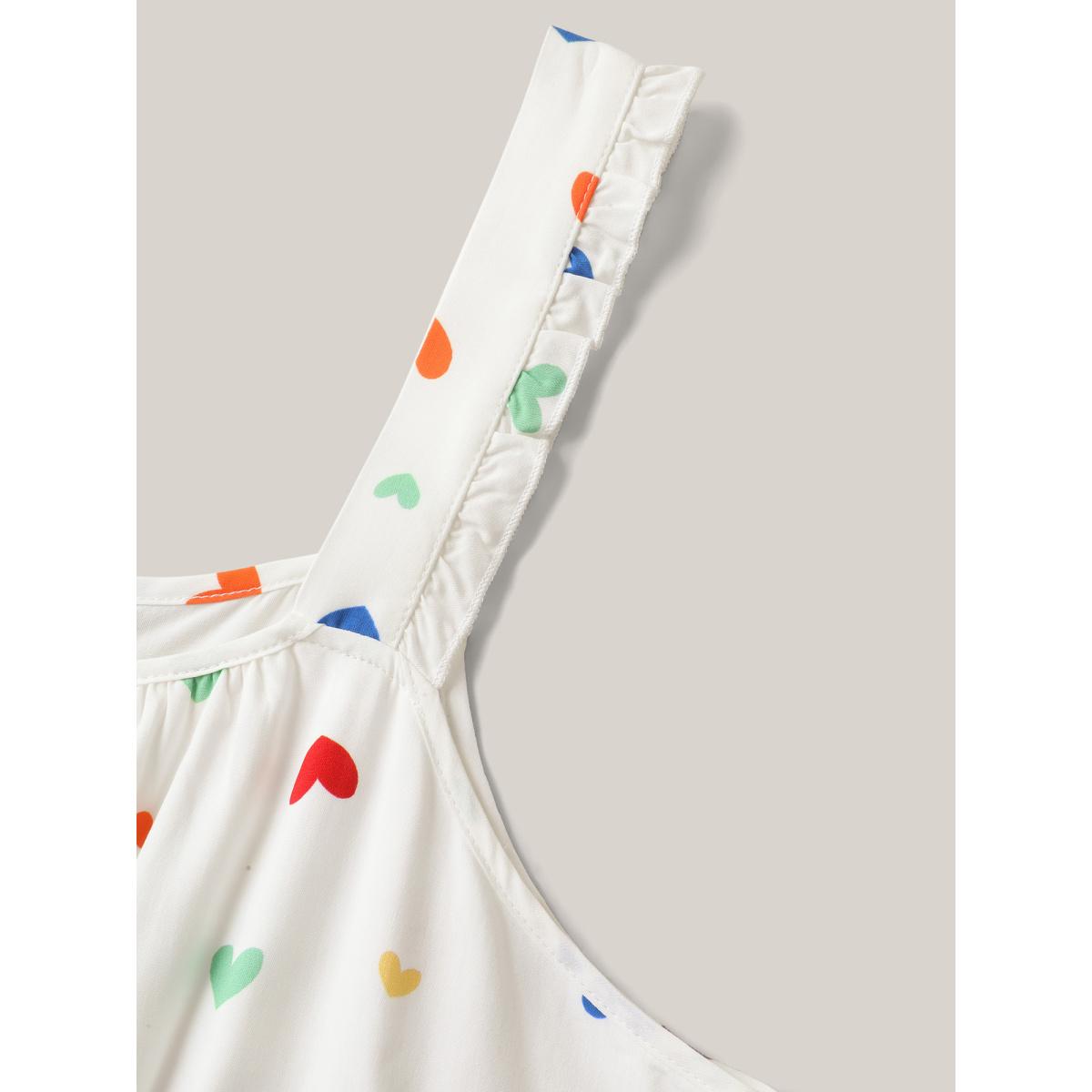 Plus Size Colorful Hearts Print Pockets Midi Dress Ivory Women Square Neck Sleeveless Curvy BloomChic 14-16/1X Product Image