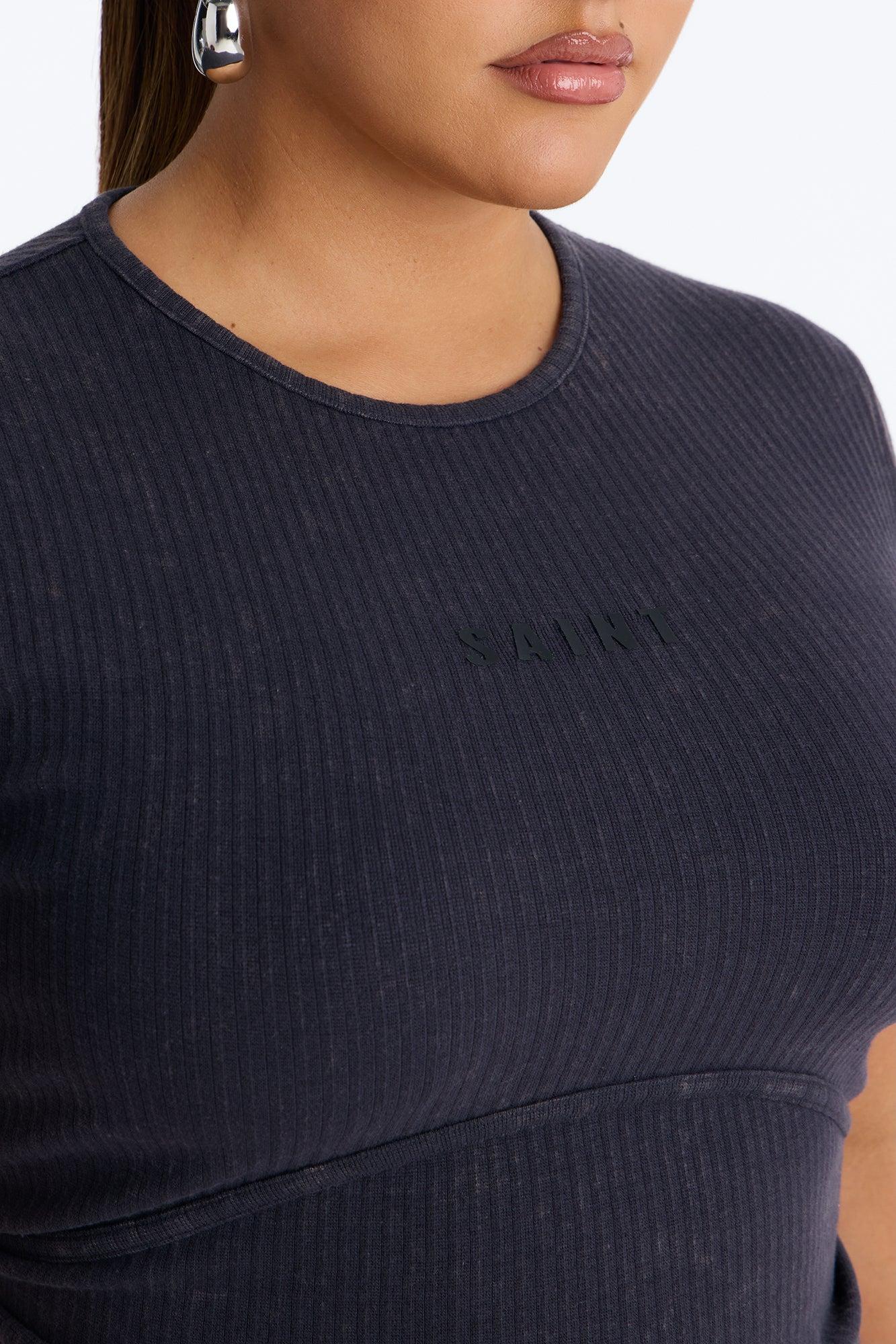 Saint Ribbed Short Set - Black Female Product Image
