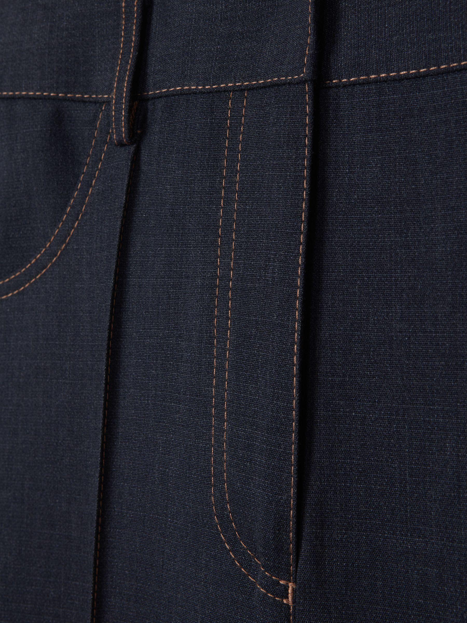 Wool Blend Denim Look Suit Trousers in Navy Product Image