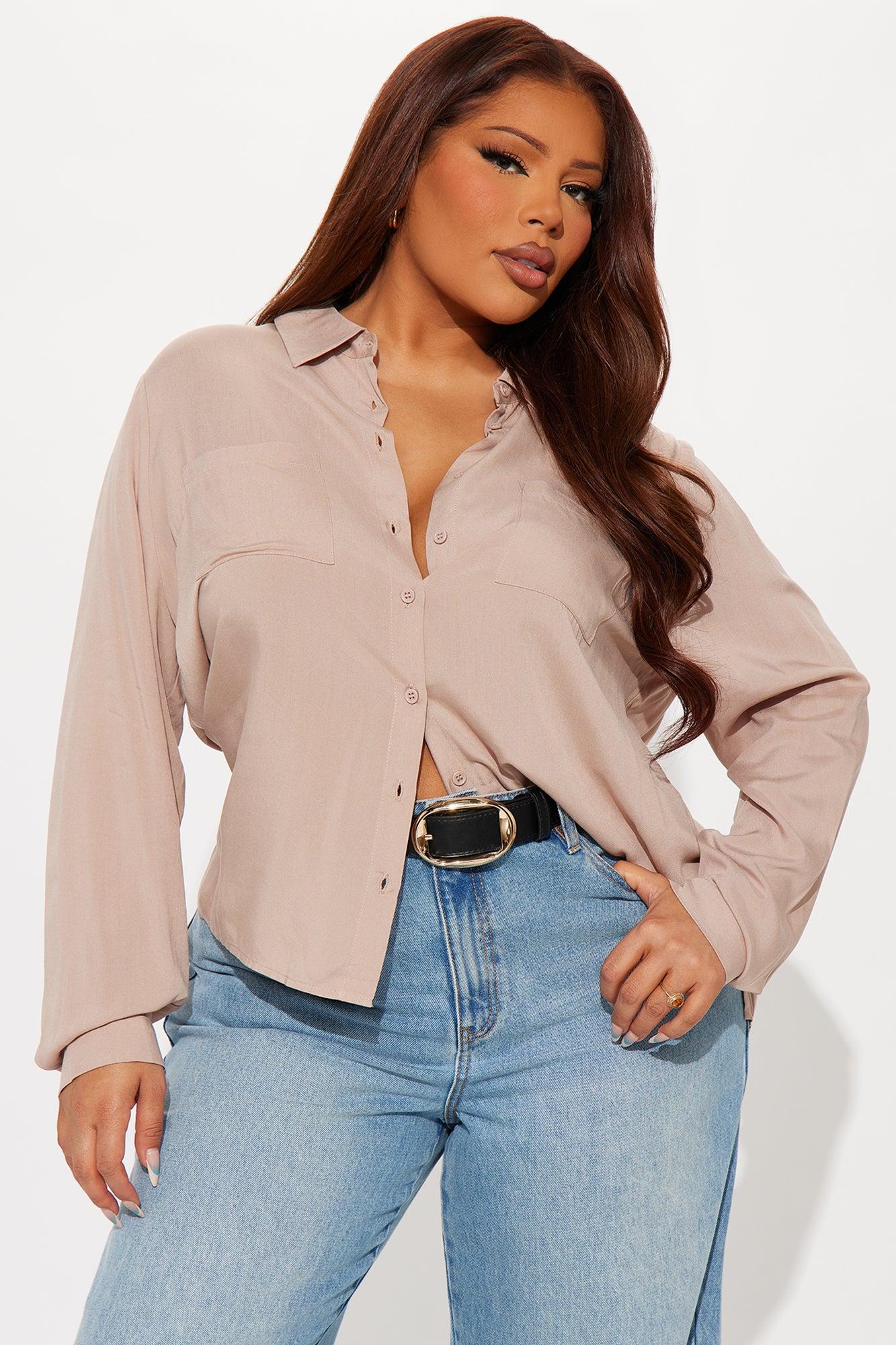 Aurora Woven Top - Taupe Female Product Image