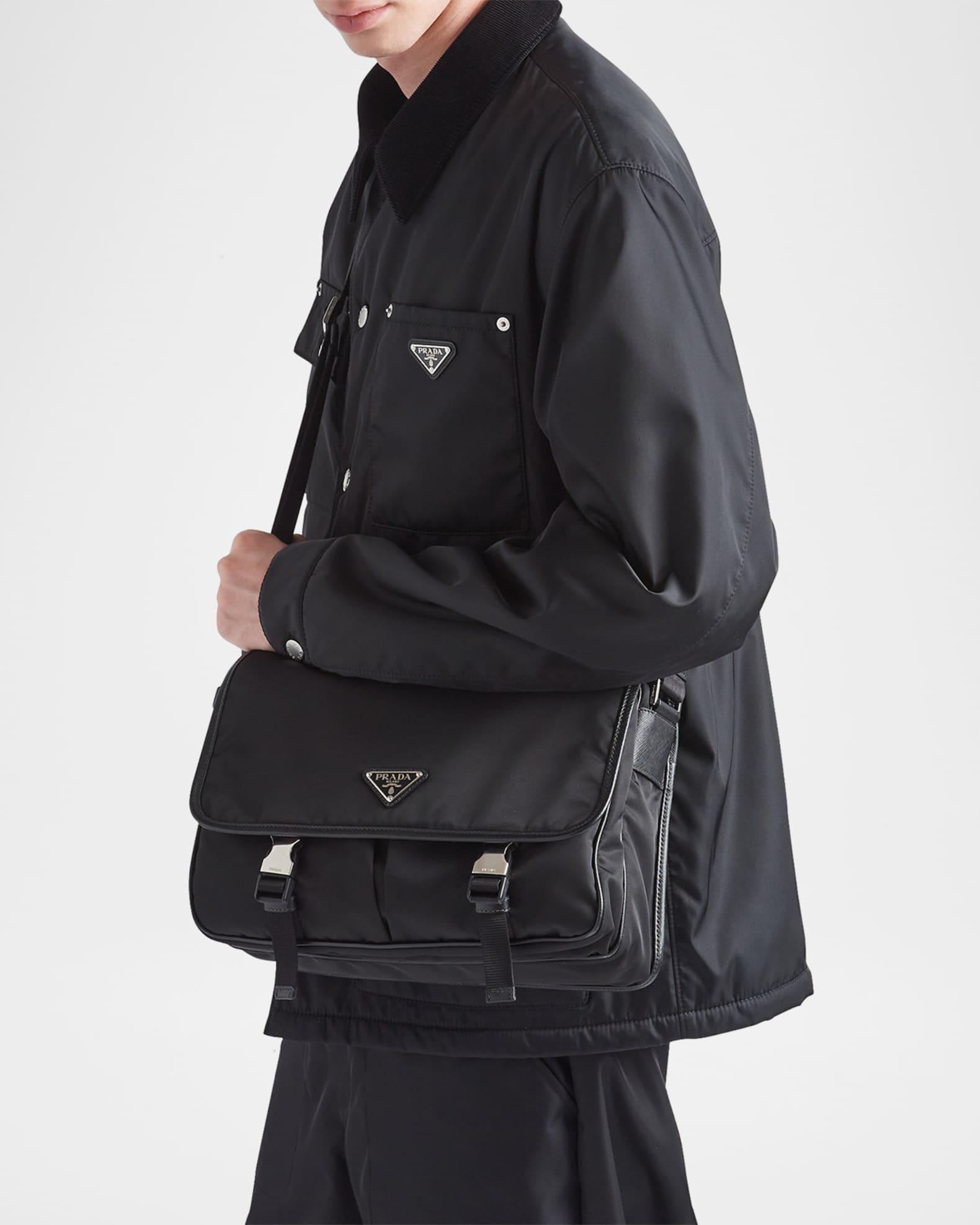 Men's Nylon and Leather Crossbody Bag Product Image