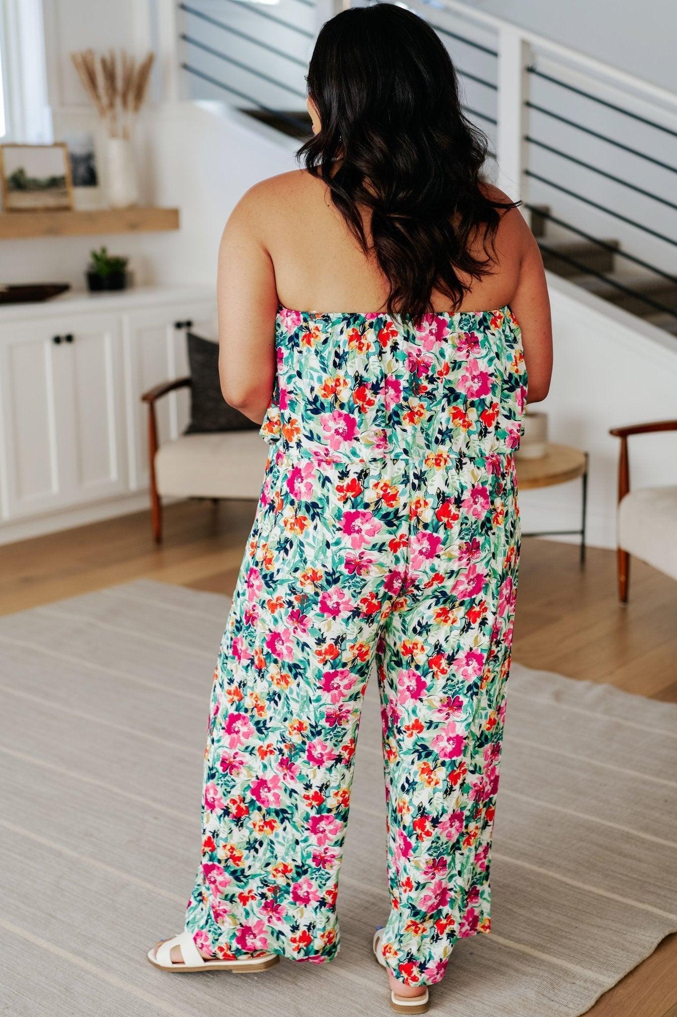 Life of the Party Floral Jumpsuit in Green Product Image