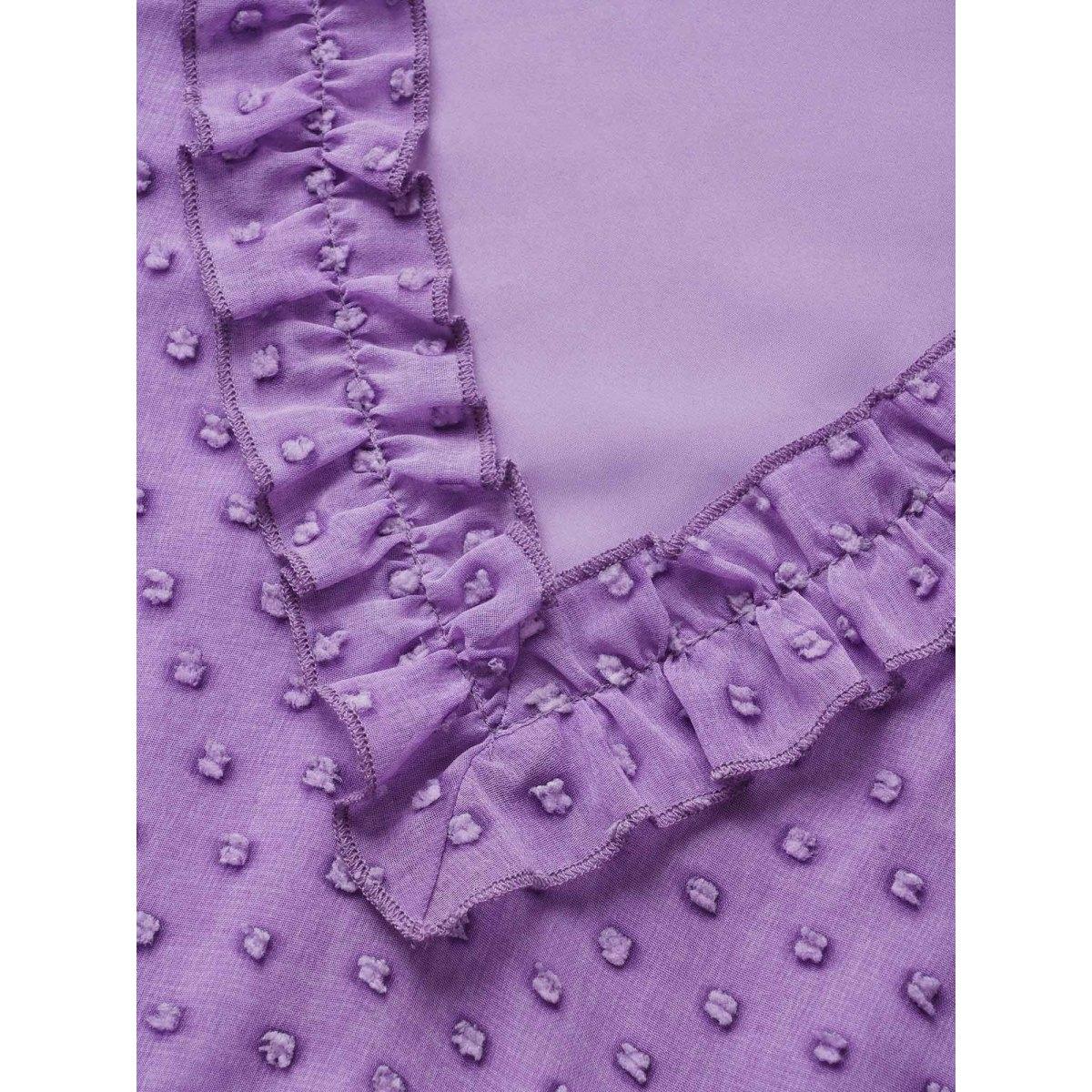 Plus Size V Neck Chiffon Textured Frill Trim Tank Top Women Mauve Elegant Texture V-neck Everyday Tank Tops Camis BloomChic 12/L Product Image