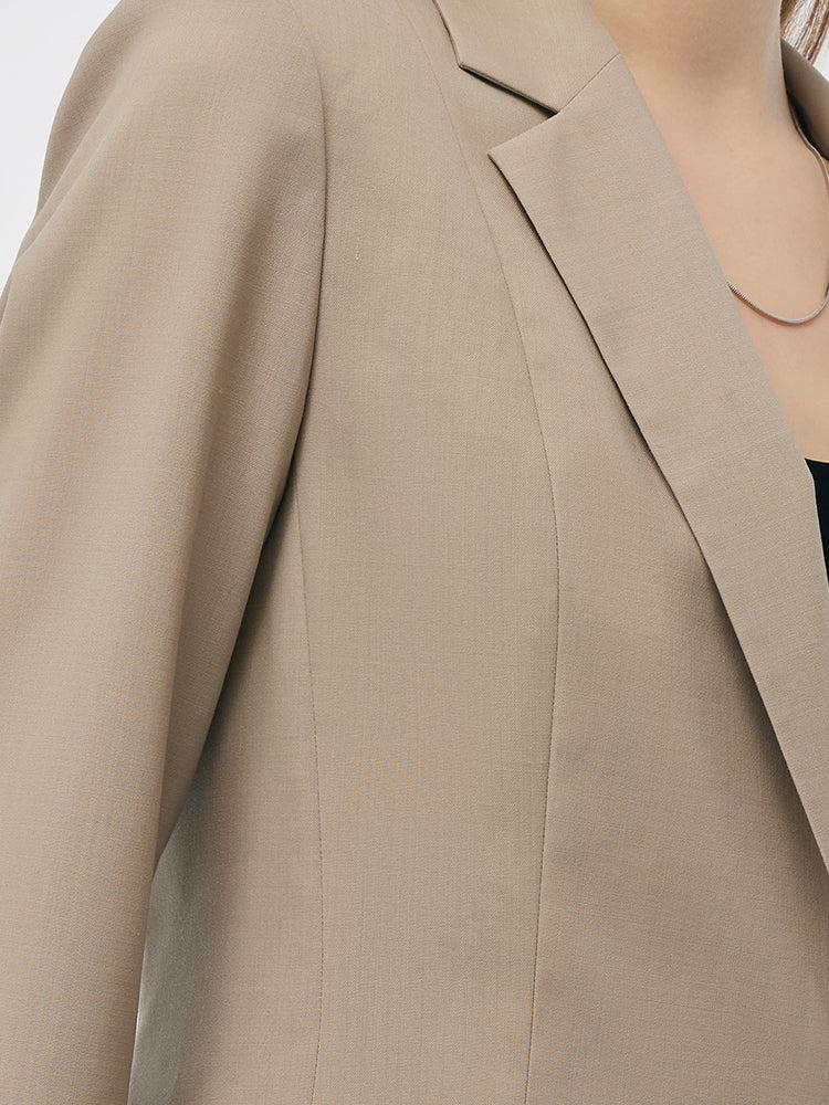 Machine Washable Wool Blend Women One Button Blazer Product Image