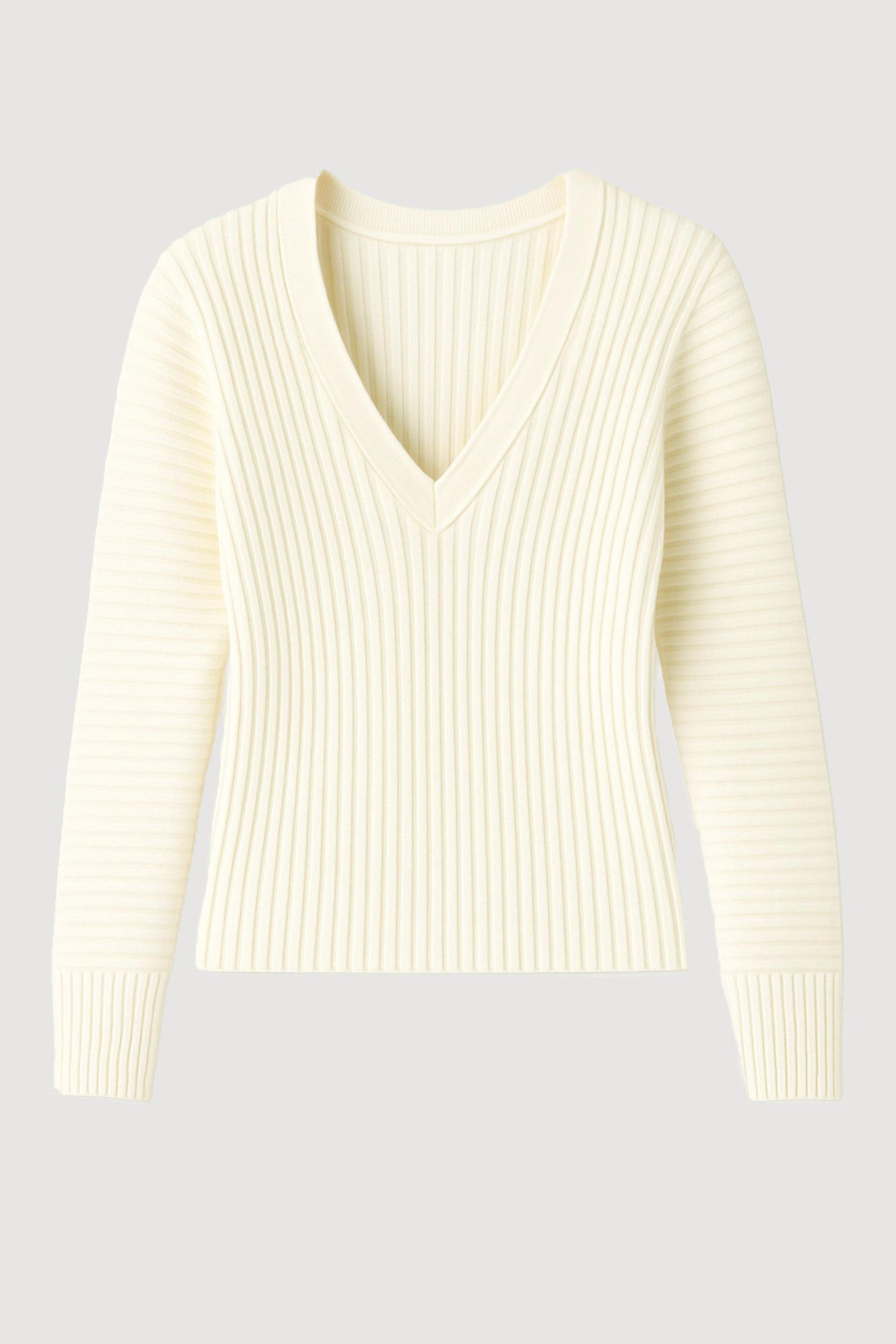 Sanne Ottoman-Knit V-Neck Sweater Product Image