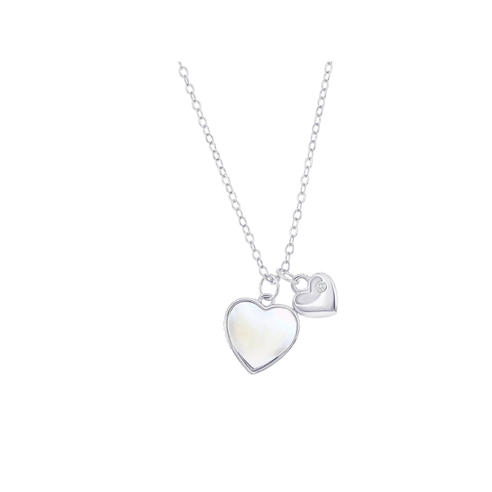 Argento Bella Sterling Silver Mother-of-Pearl Heart Necklace, Women's, Size: 14-17" ADJ Product Image