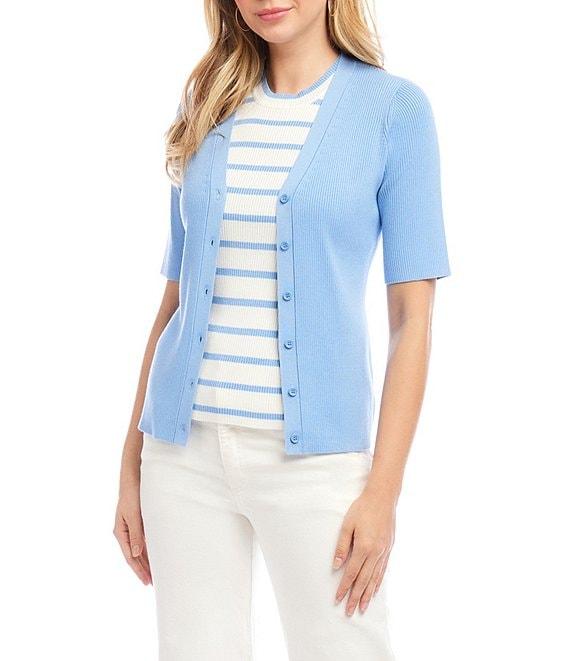 Karen Kane Short Sleeve Ribbed Cardigan Product Image