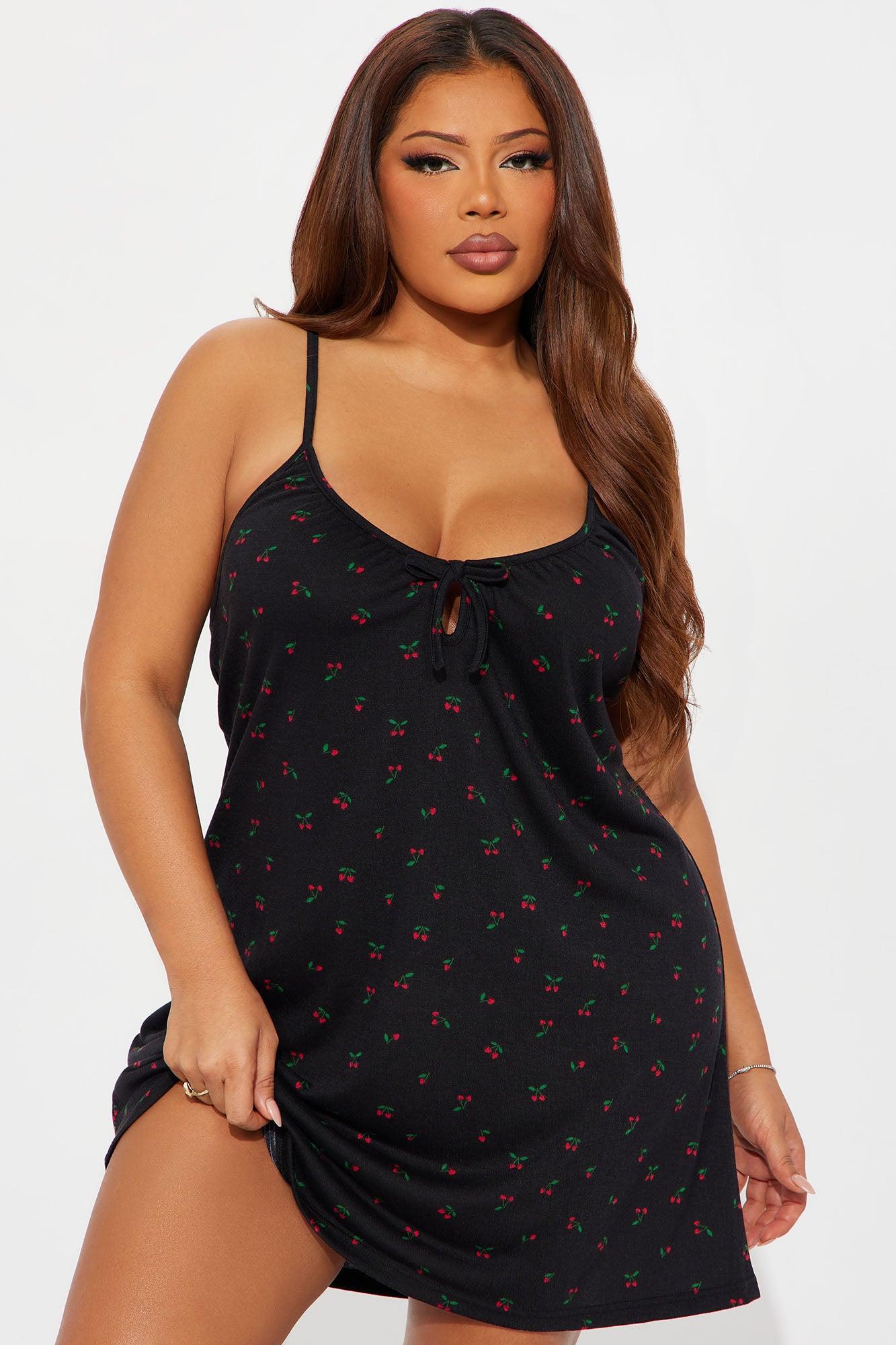 Cherry Cutie Cami PJ Sleep Dress - Black/combo Female Product Image