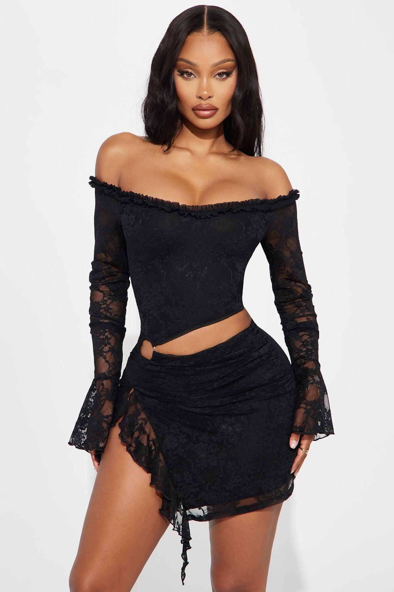 One Of One Lace Mini Dress - Black Product Image