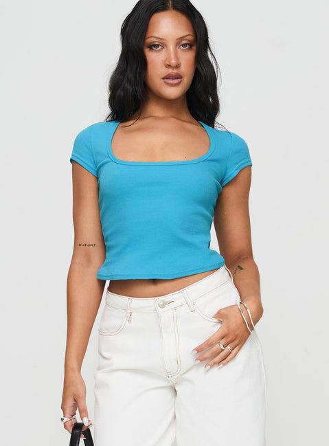 Baseline Square Neck Rib Top Blue Product Image