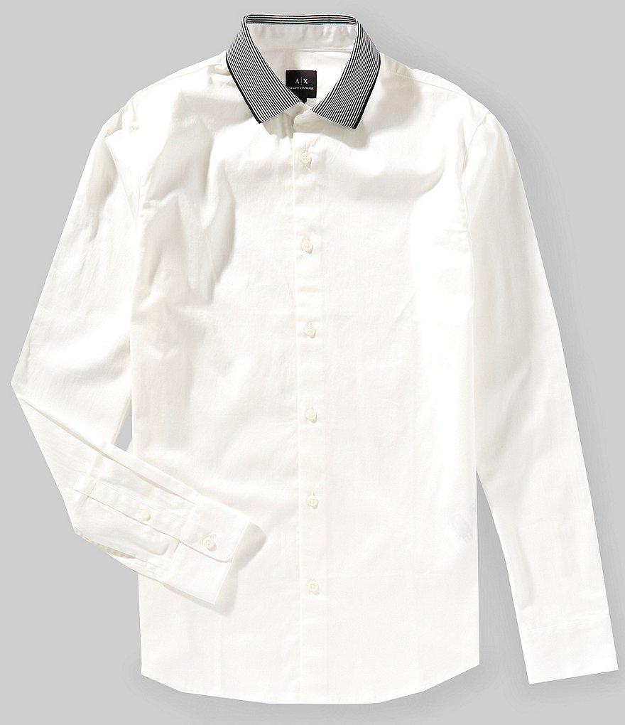Armani Exchange Slim Fit Stretch Poplin Long Sleeve Woven Shirt Product Image