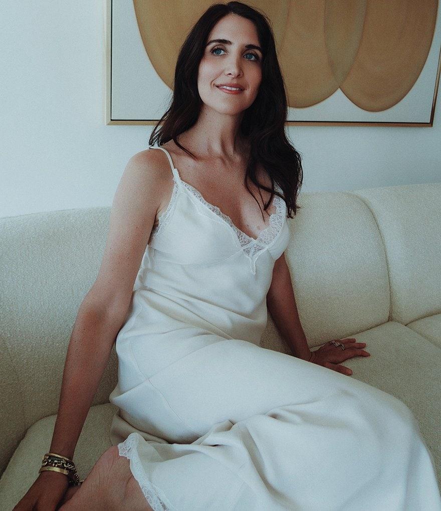 Gianni Bini x DANNIJO Colette Lace Trim V-Neck Sleeveless Maxi Slip Dress Product Image