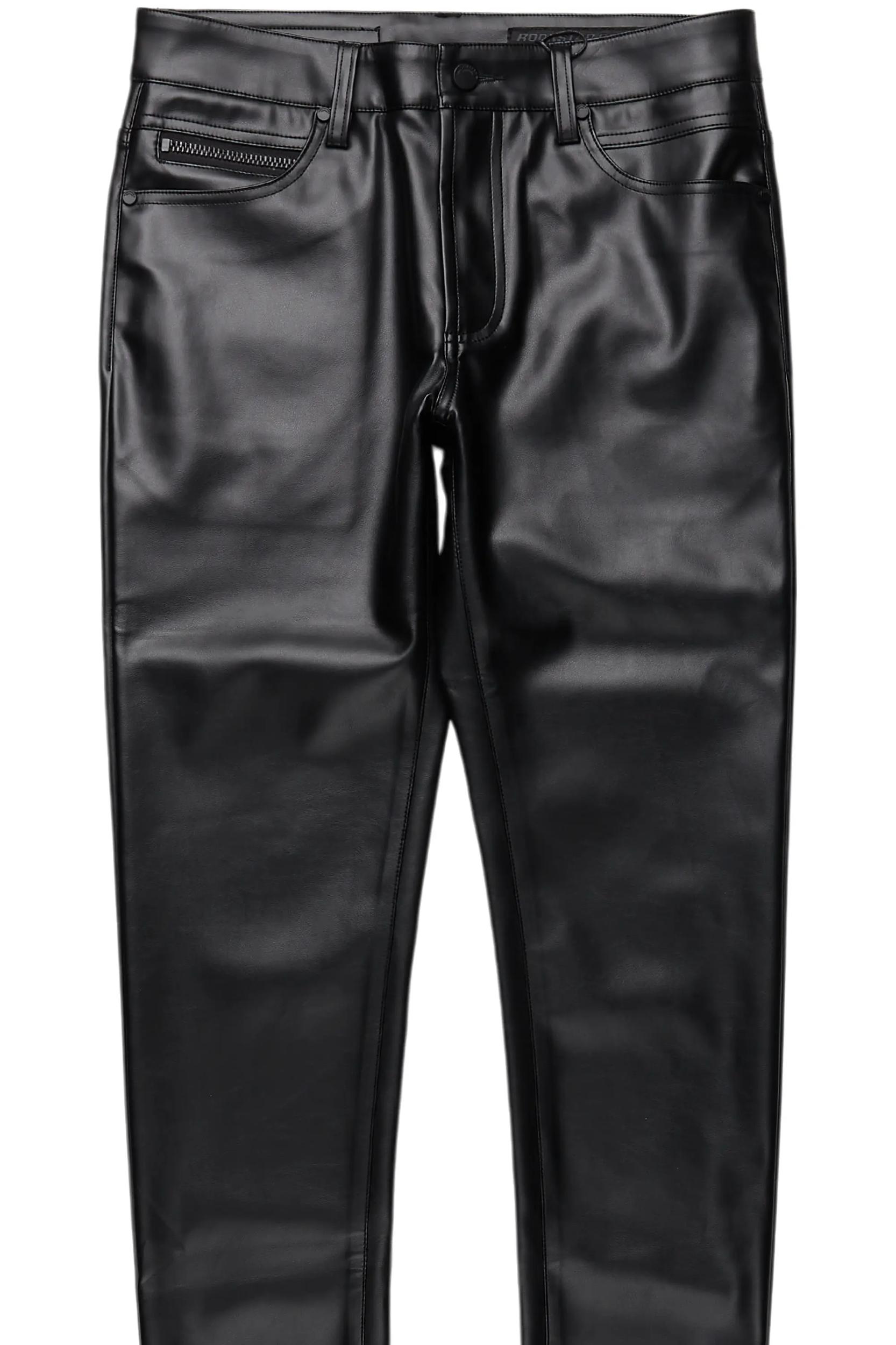 Ricky Black Slim Fit Faux Leather Pant Male Product Image