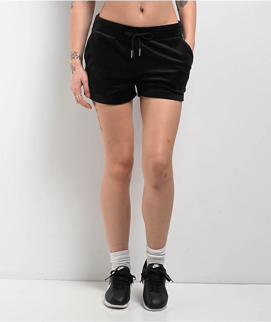 Juicy Couture OG Big Bling Licorice Velour Track Shorts Product Image