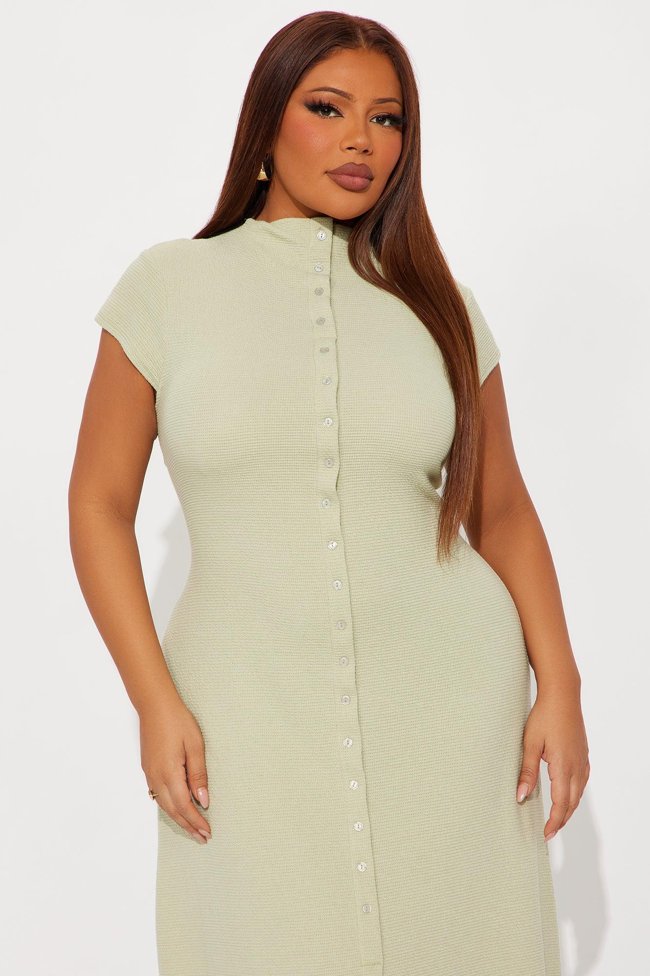 Dara Textured Midi Dress - Sage Female Product Image