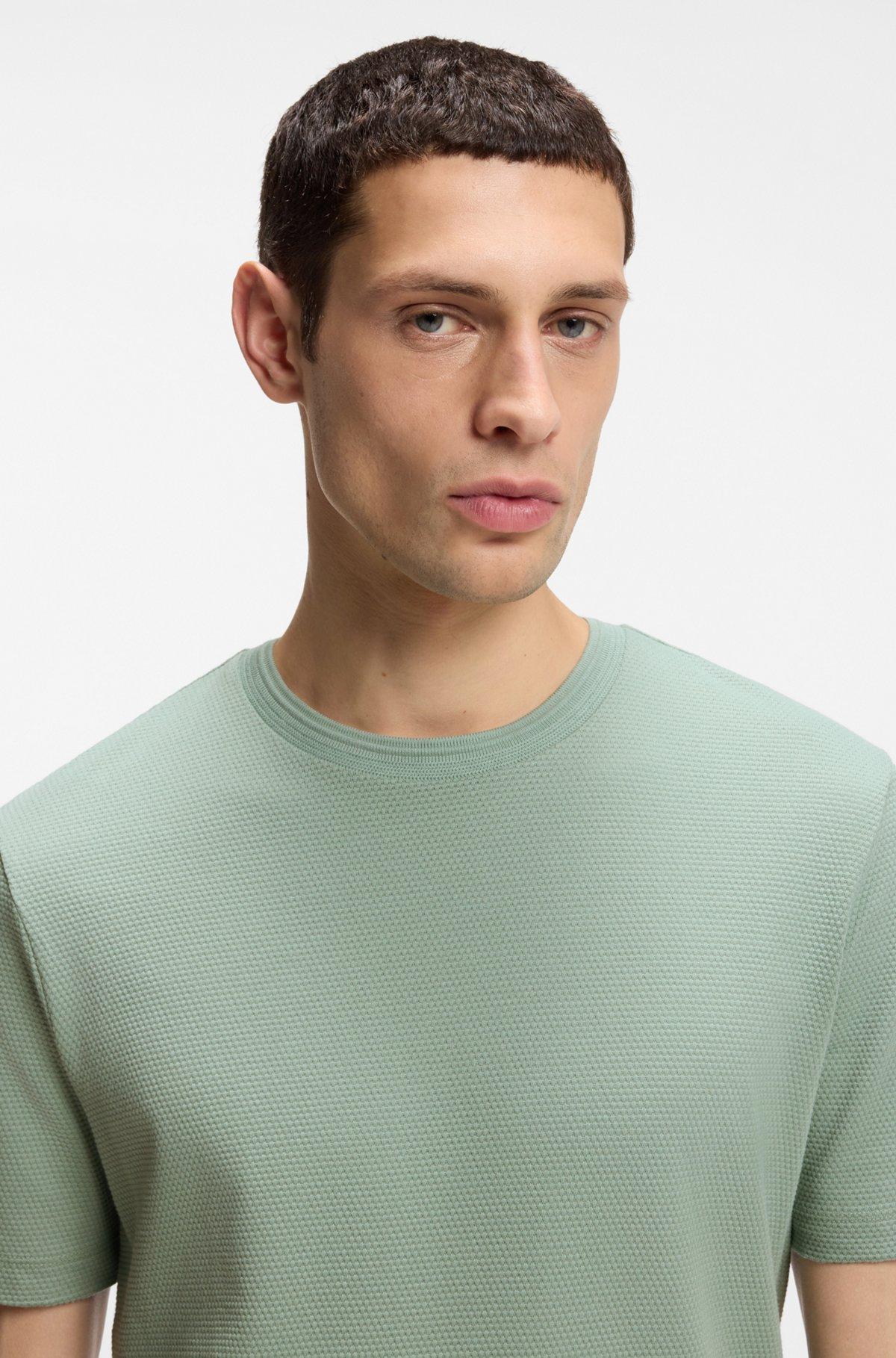 Bubble-jacquard structure T-shirt in a cotton blend Product Image