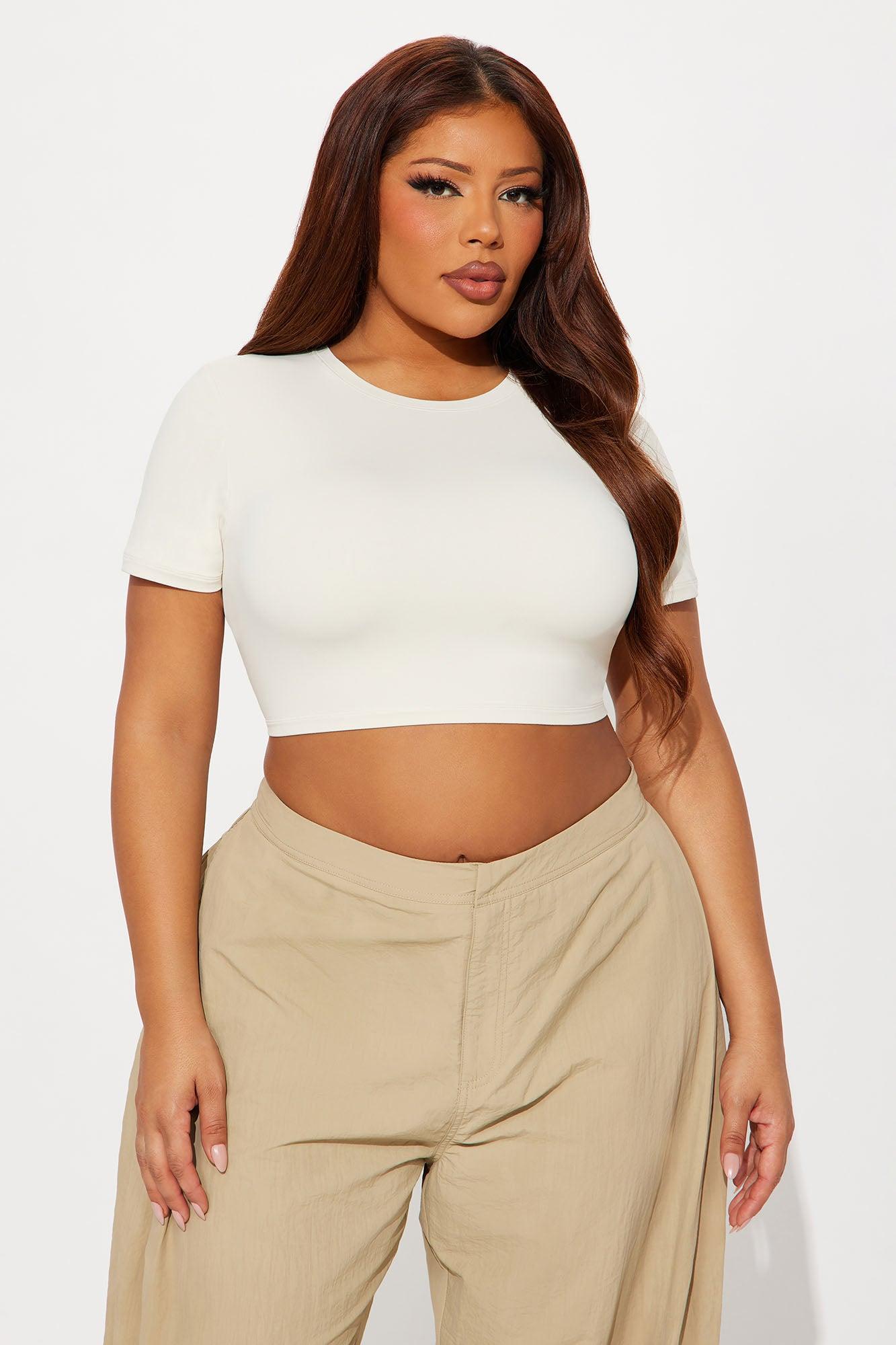 Second Skin Double Lined Super Cropped Tee - Bone Female Product Image