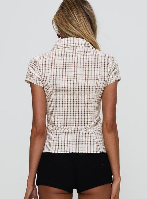 Cottesloe Blouse Top Brown Check Product Image