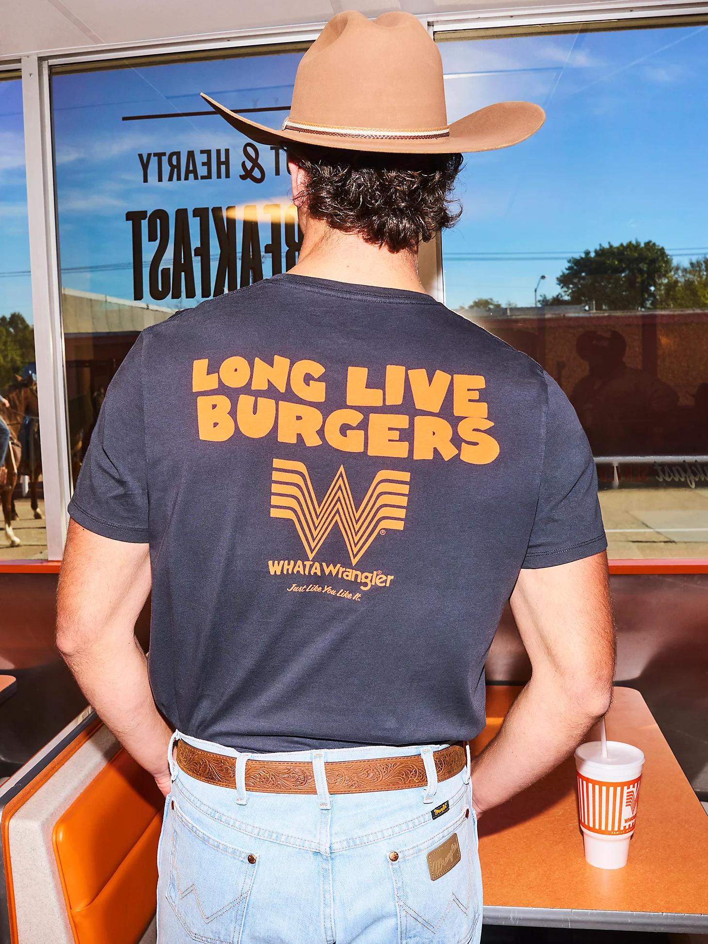 Wrangler x Whataburger Men's Long Live Burgers T-Shirt in Faded Product Image