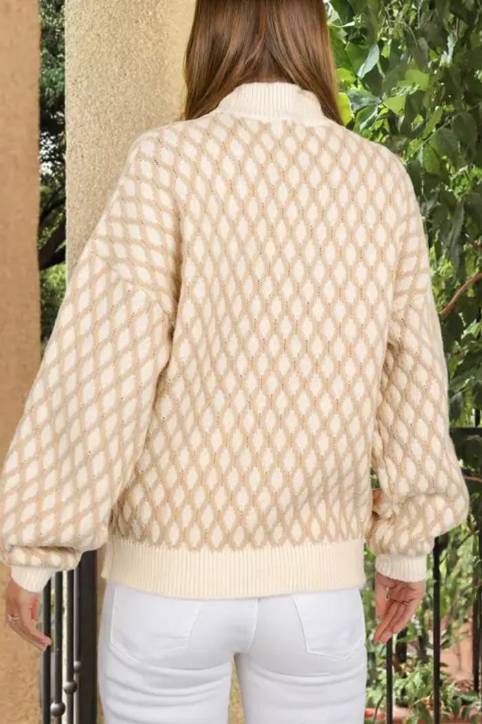 Diamond Knit Drop Shoulder Loose Sweater Product Image