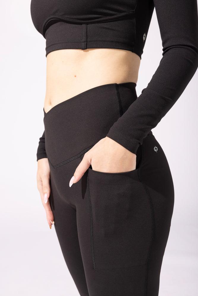 Crisscross Hourglass® Bell Bottom with Pockets - Black Product Image