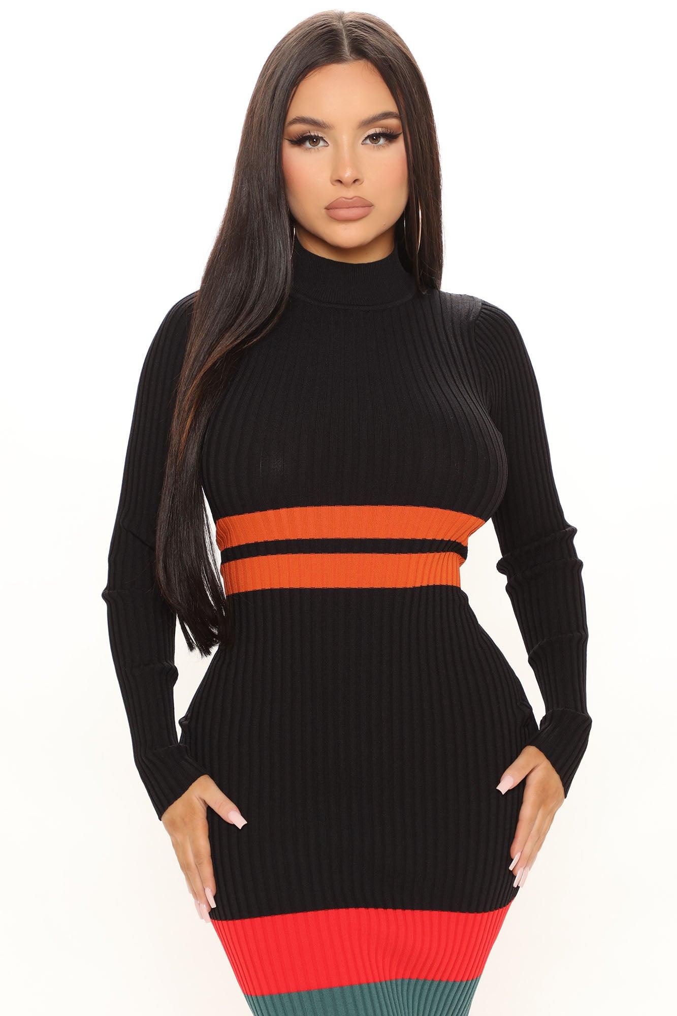 Amazing Grace Sweater Midi Dress - Black/combo Product Image