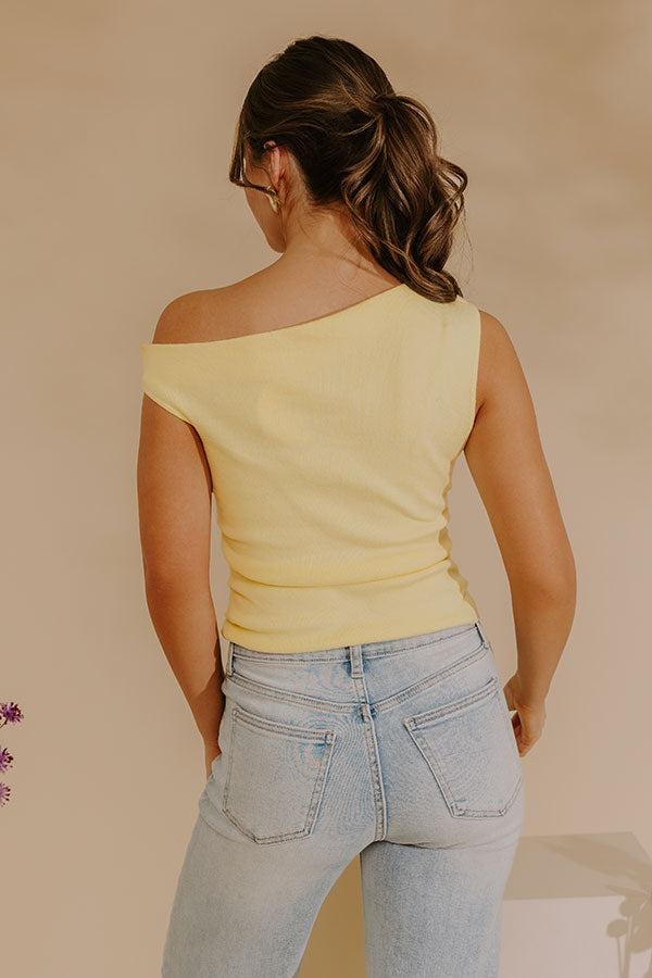 Stylish Staple Asymmetrical Knit Top in Yellow Product Image