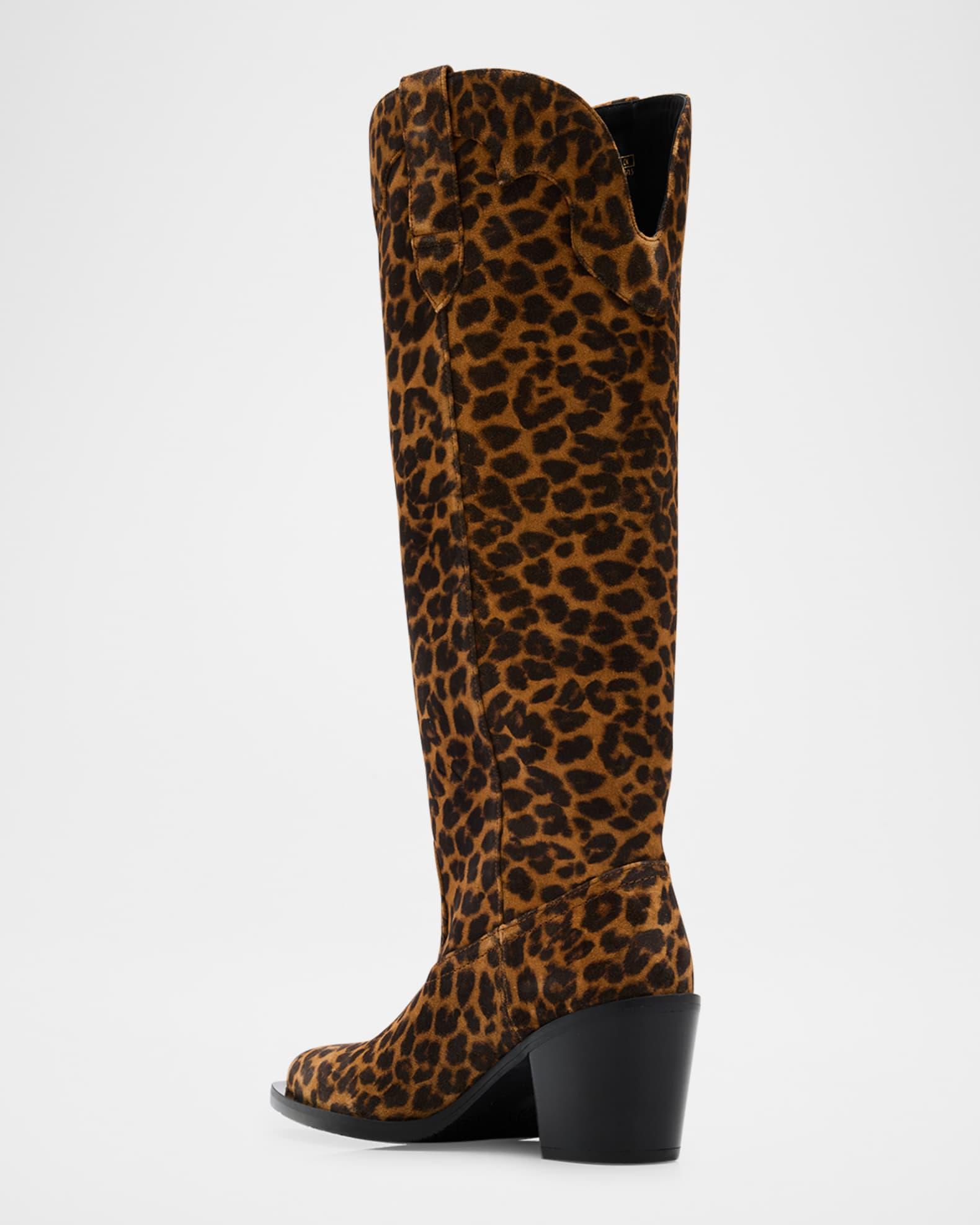 Felix Leopard-Printed Suede Western Boots Product Image