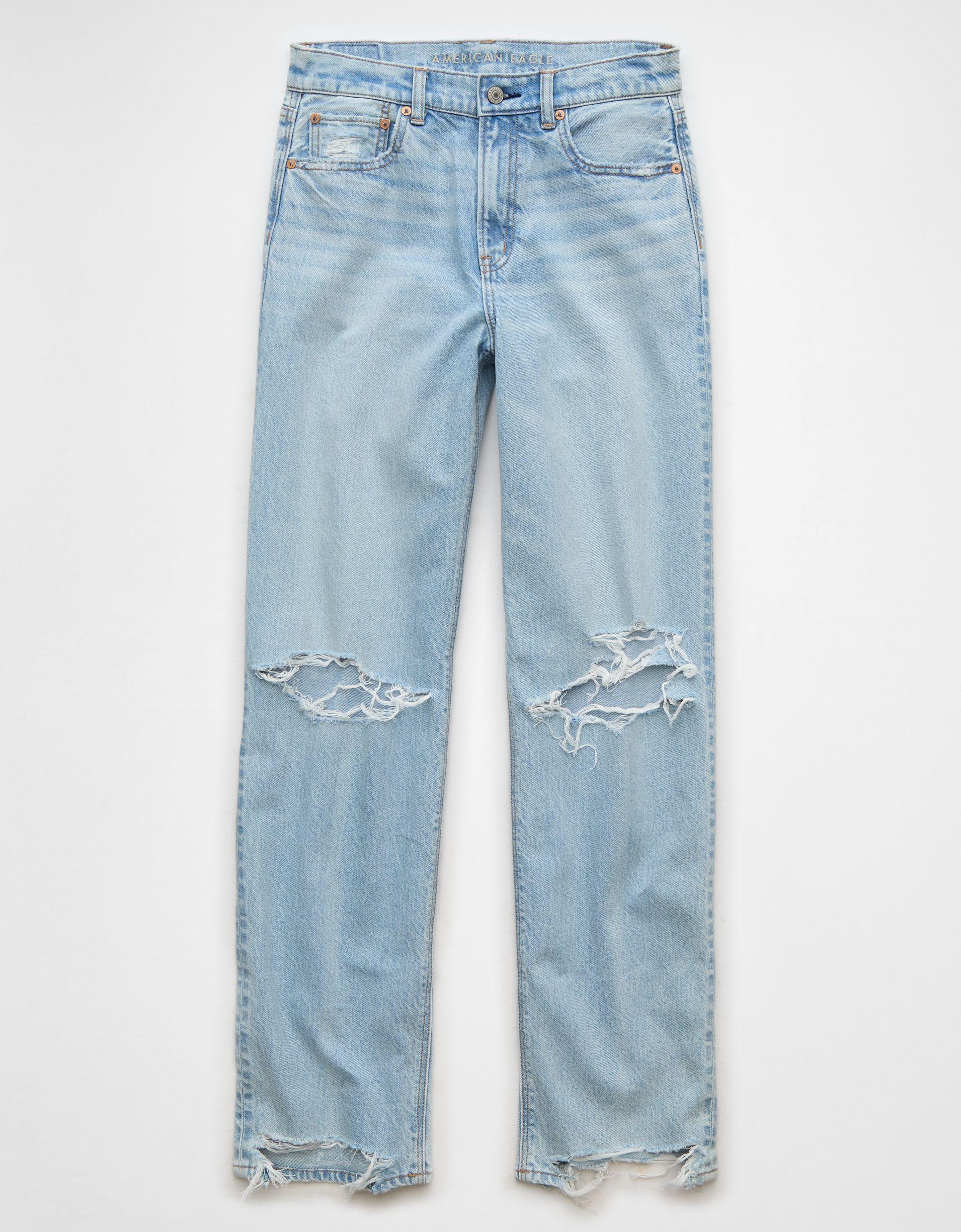 AE Strigid Ripped Super High-Waisted Baggy Straight Jean Product Image