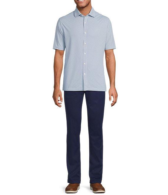 Hart Schaffner Marx Luxury Performance Short Sleeve Geometric Print Coat Front Shirt Product Image