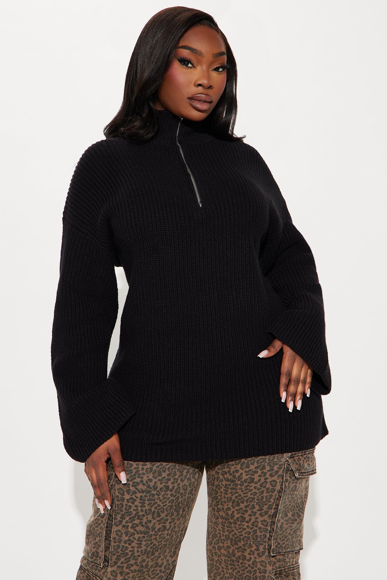 Emilee Quarter Zip Sweater - Black Product Image