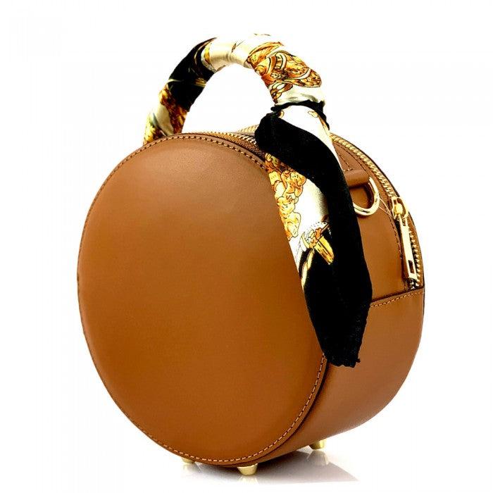 Round Genuine Leather Crossbody Handbag Product Image