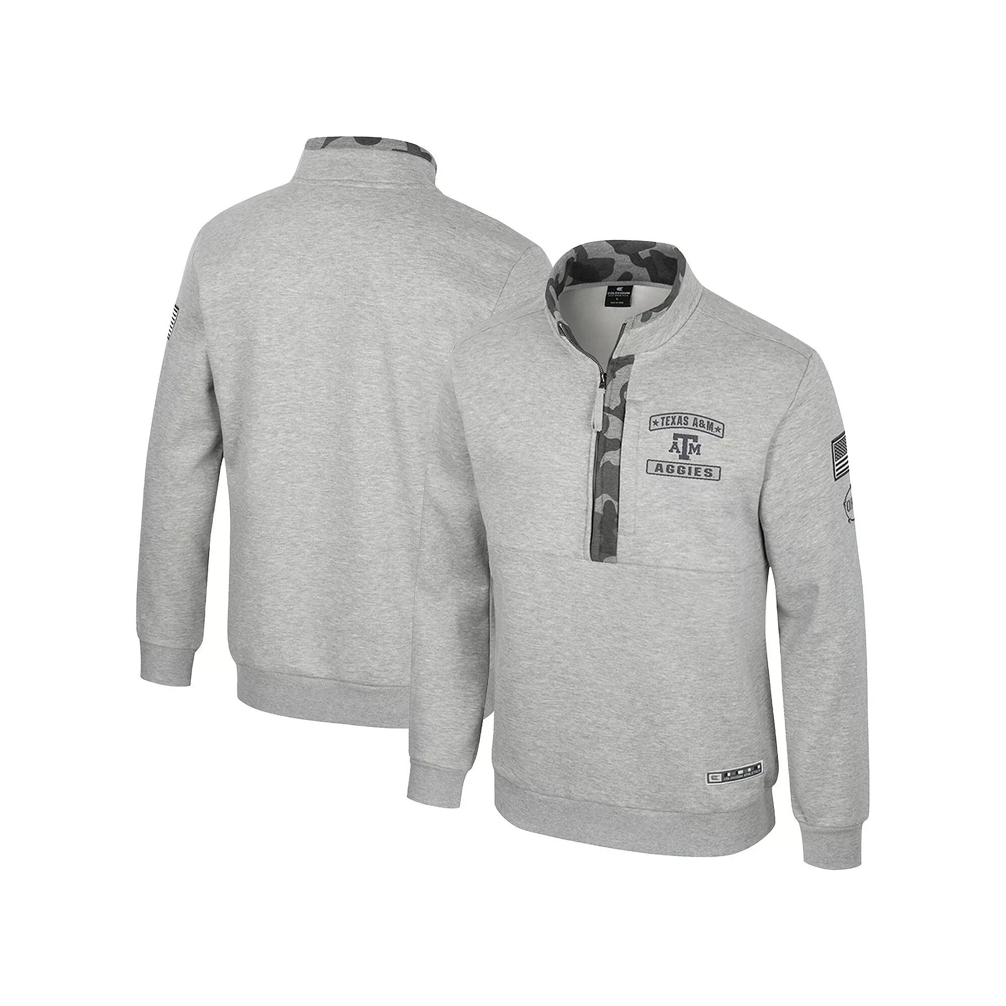 Men's Colosseum Heather Gray Oklahoma State Cowboys OORAH OHT Military Appreciation Fleece Quarter-Zip Jacket,  Product Image