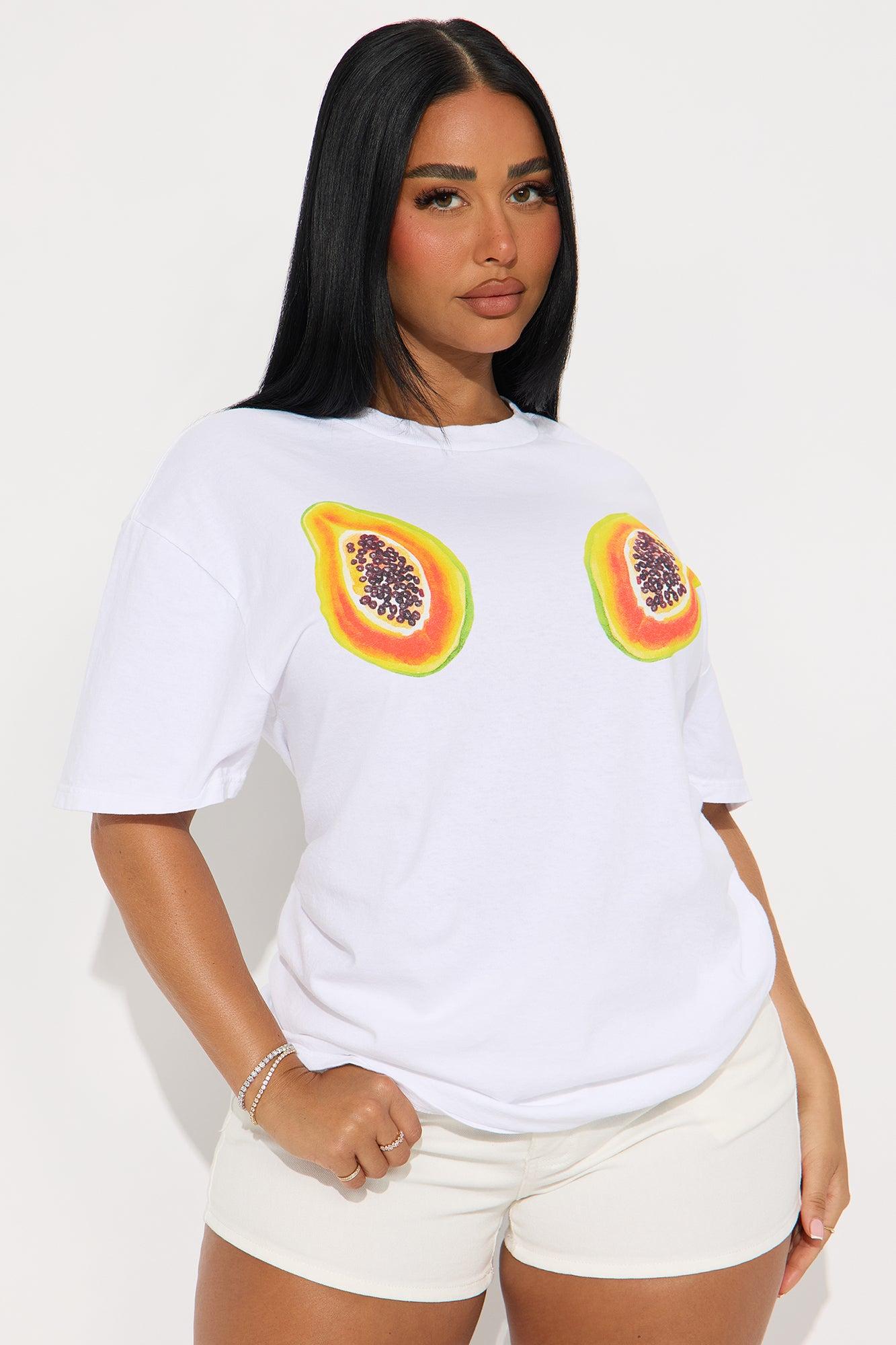 Papaya Summer Washed Oversized Tee - White Female Product Image