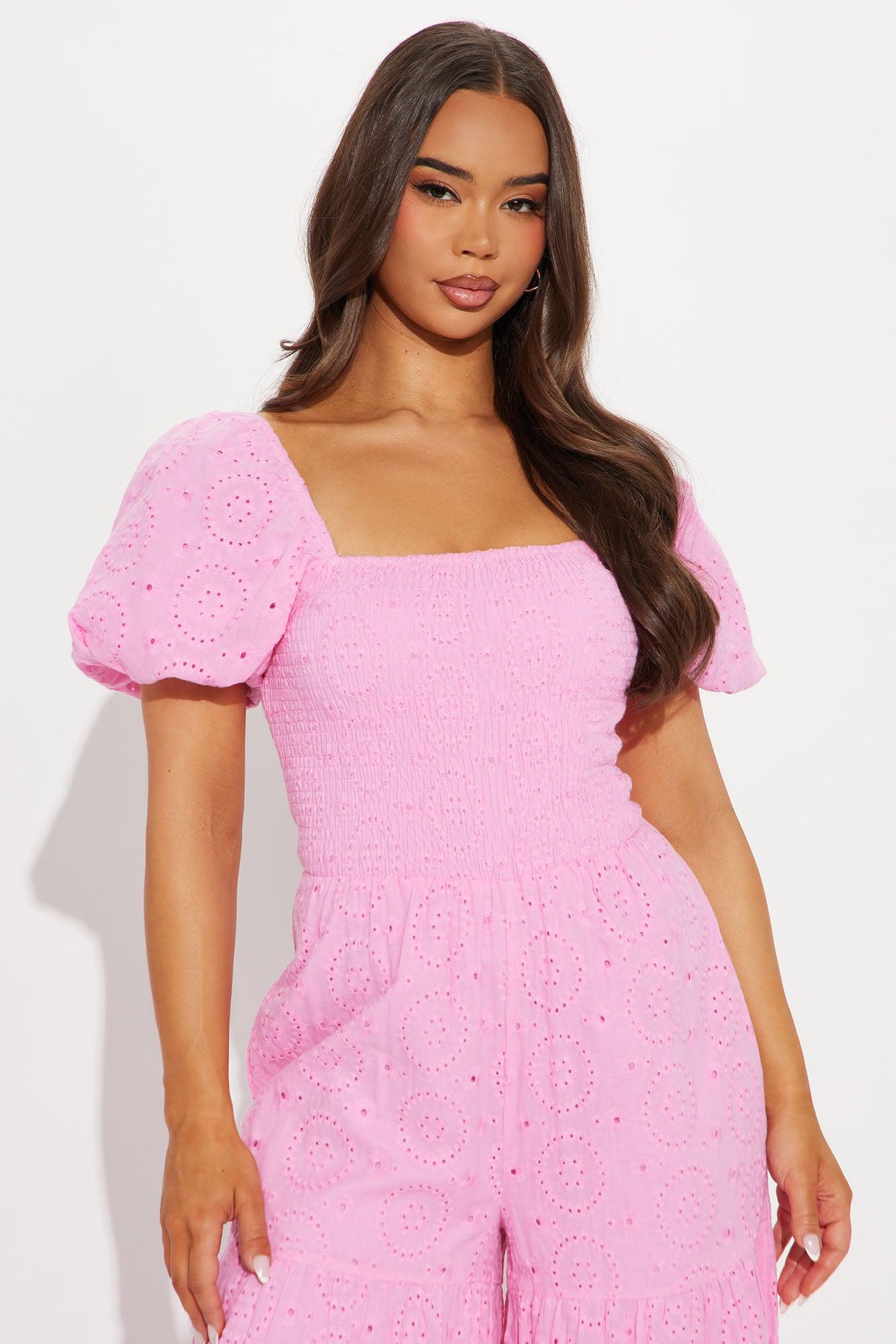 Marlena Eyelet Lace Jumpsuit - Pink Product Image