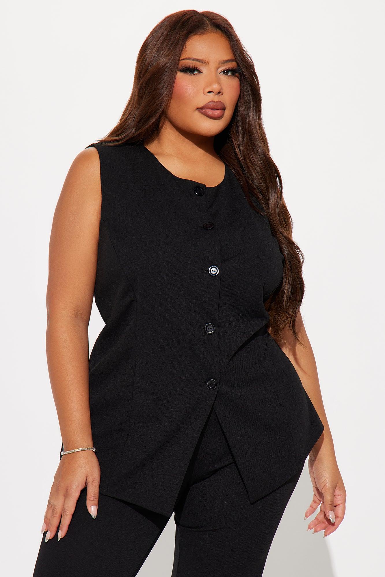 Office Sweetheart Vest Pant Set - Black Product Image