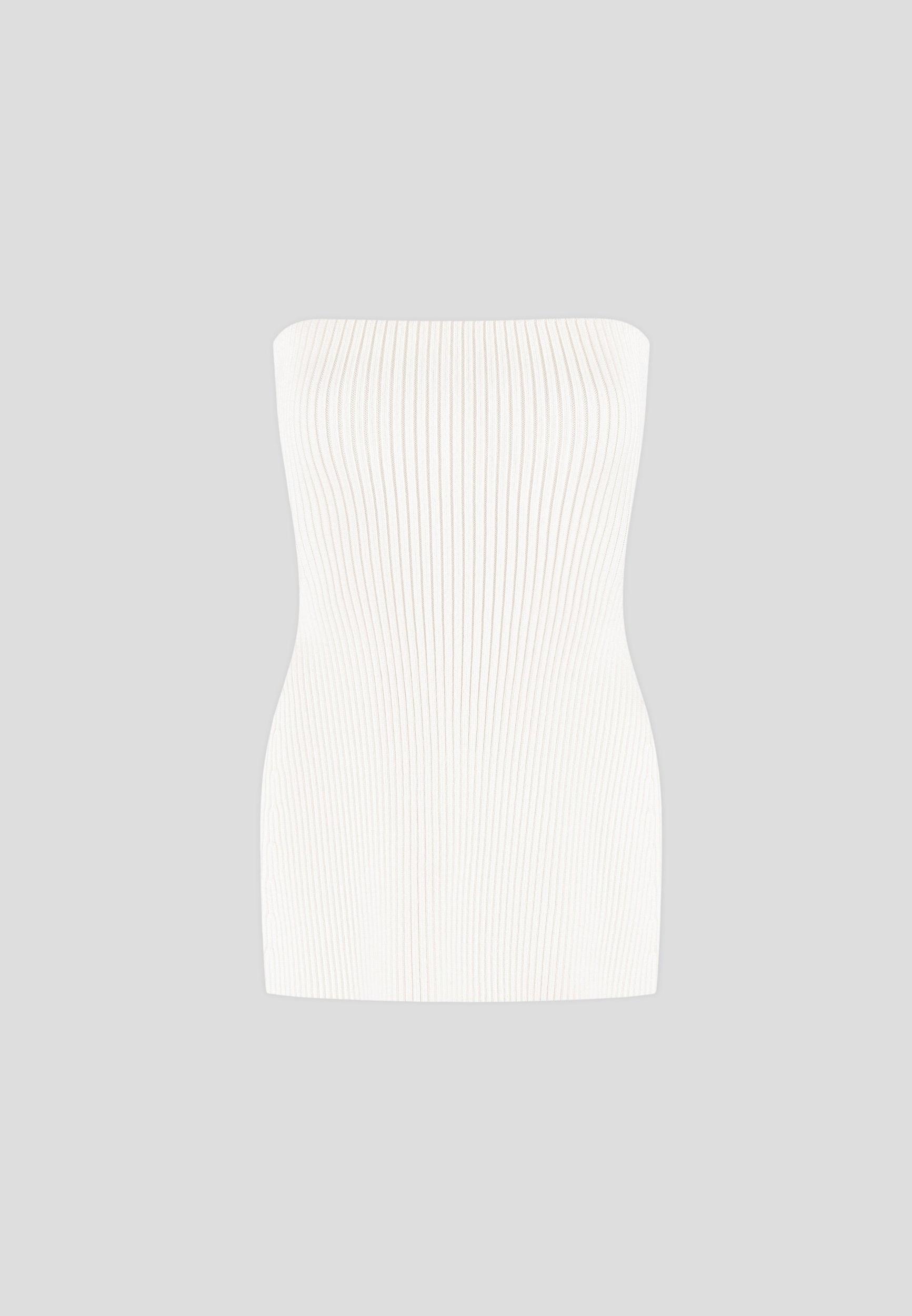 Rib Knit Longline Bandeau Top - Off White Female Product Image