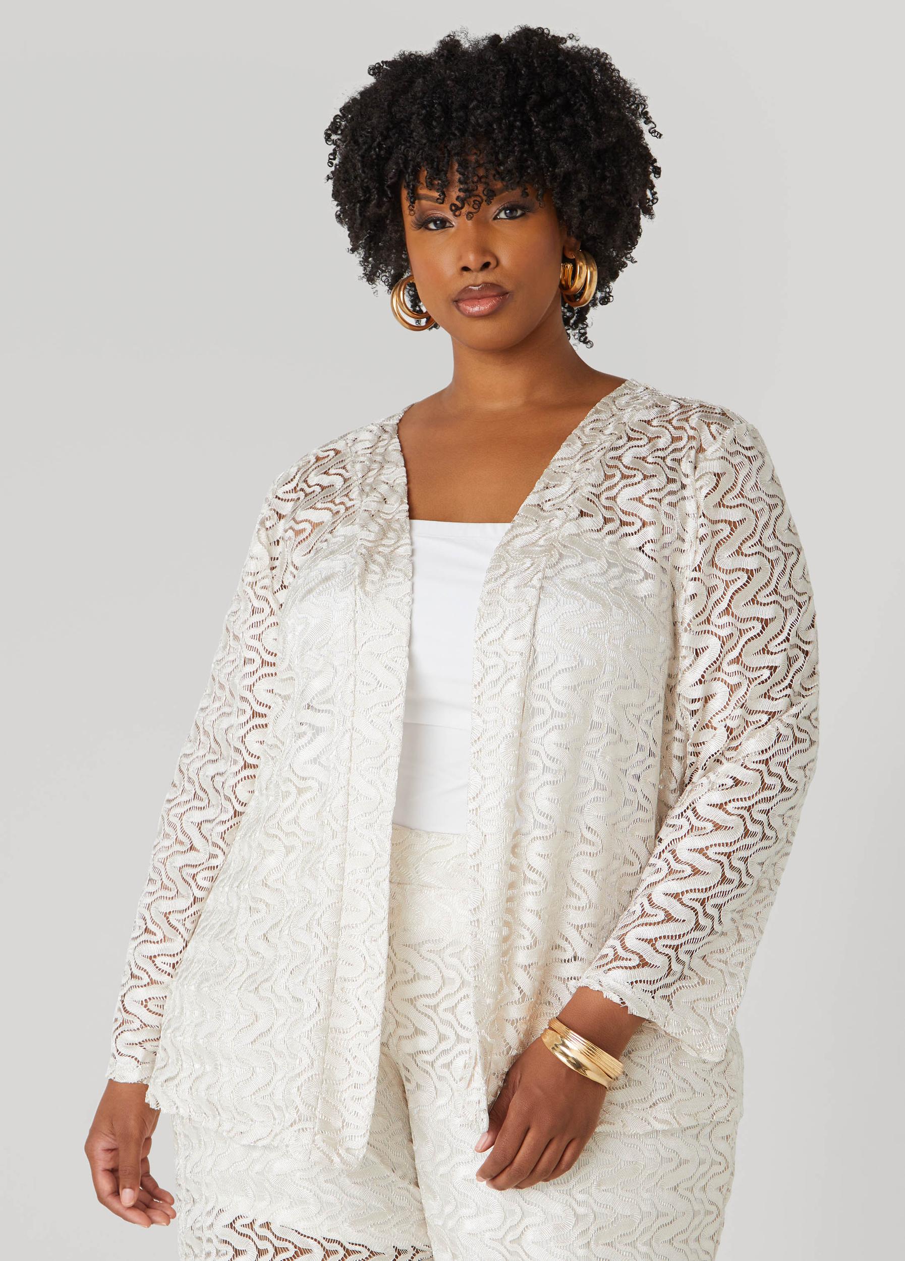 Plus Size Wide Leg Lace Pants Ashley Stewart Product Image