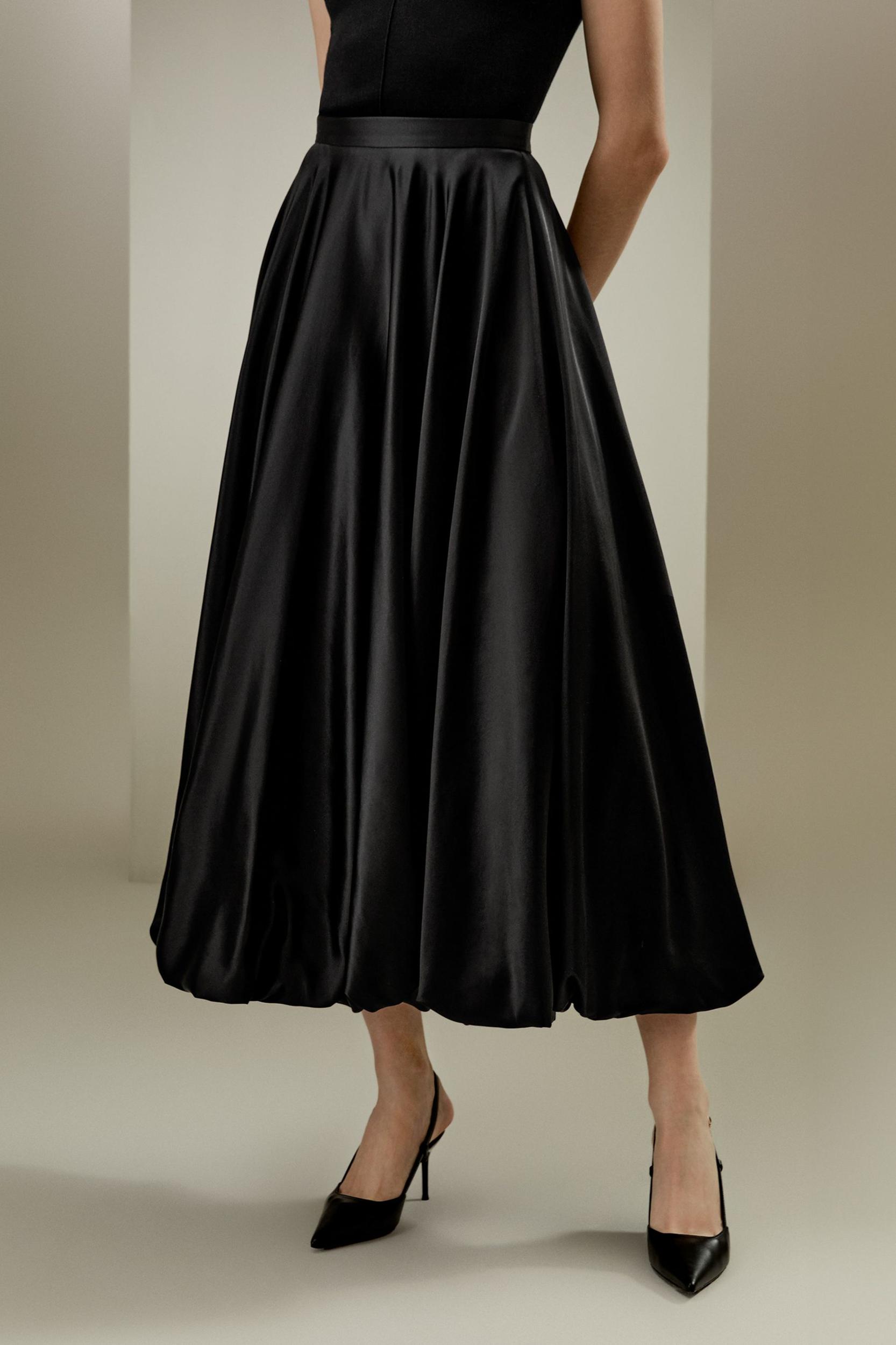 LILYSILK Womens Long Silk Skirt - Black Durable Silk - Flowing Snow Drop Skirt 14 Product Image