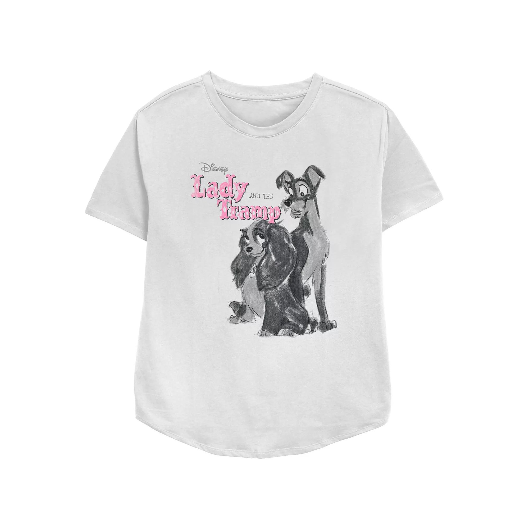 Disney's Lady And The Tramp Women's Vintage Poster Graphic Tee, Size: Medium, White Product Image