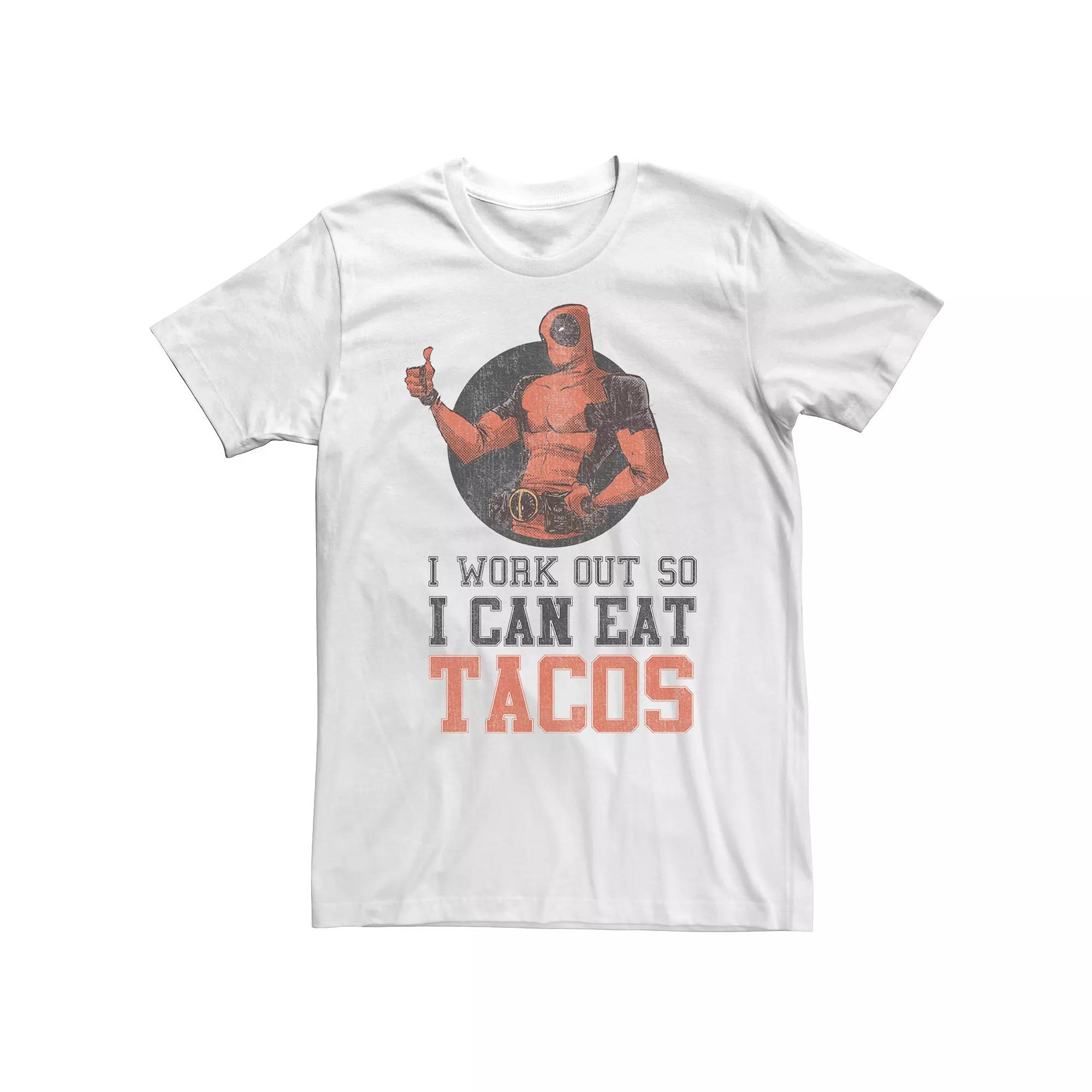 Big & Tall Marvel Deadpool "I Work Out So I Can Eat Tacos" Tee, Men's,  Product Image