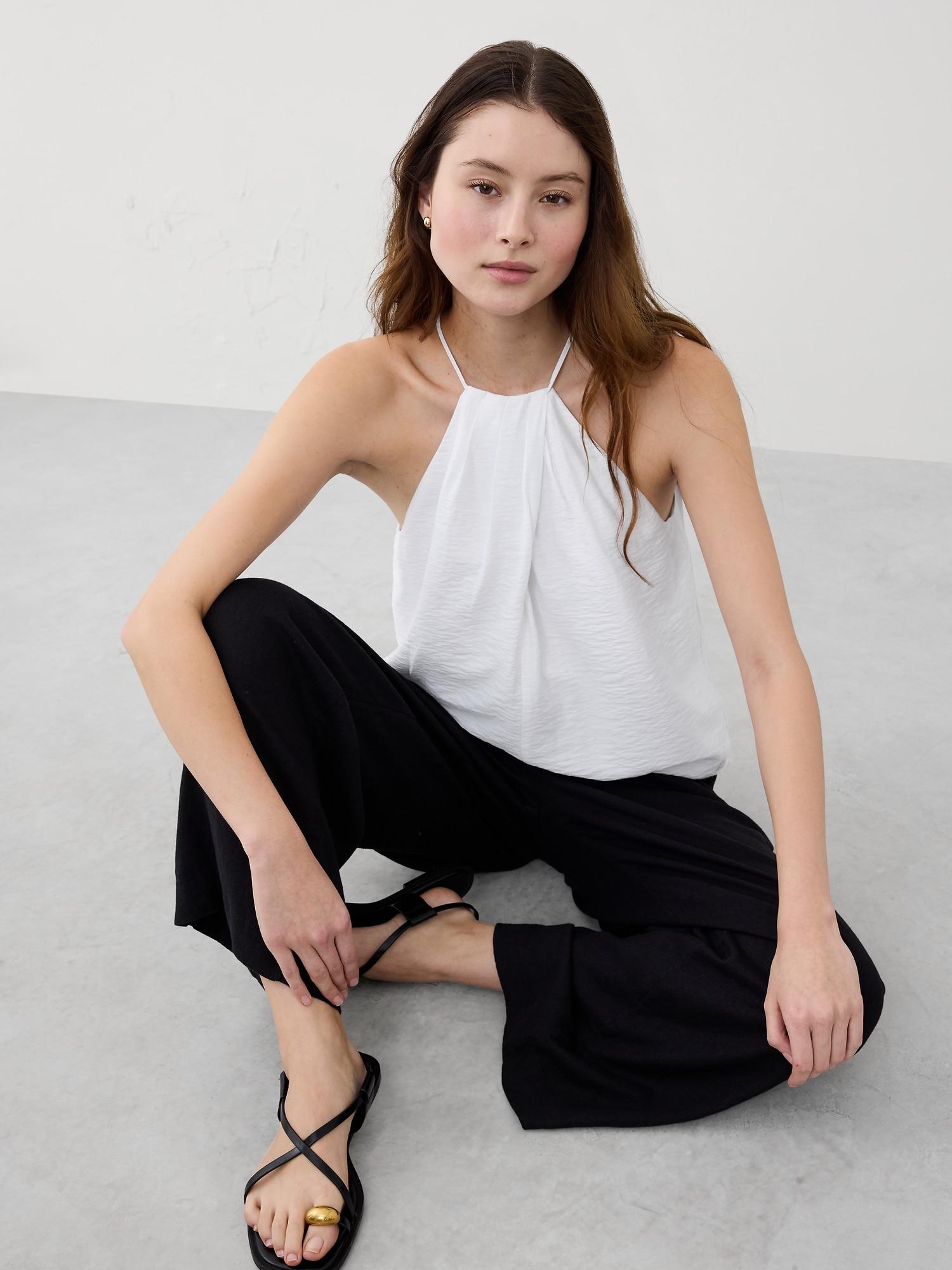 Cut-In Pleated Halter Top Product Image