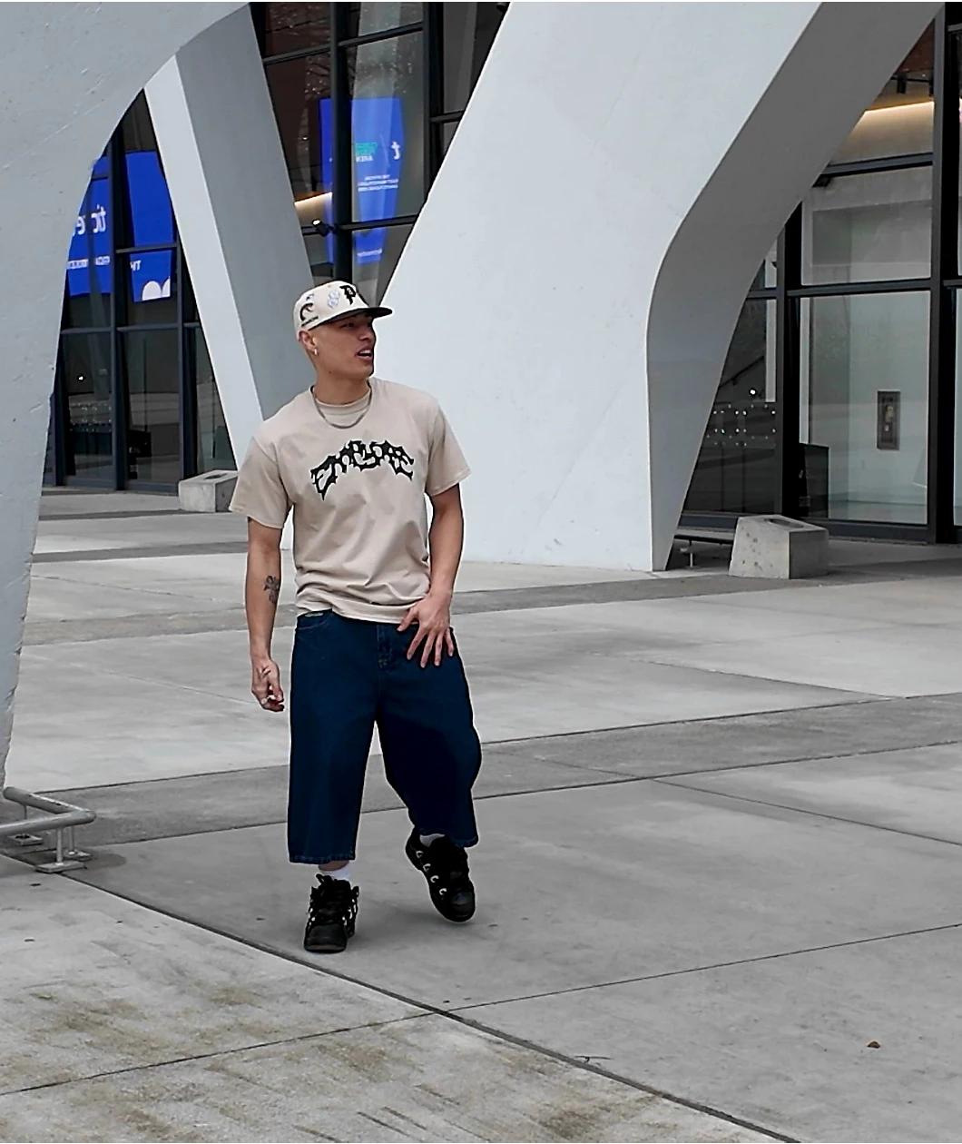 Empyre Ultra Wide Dark Blue Skate Jean Shorts Product Image