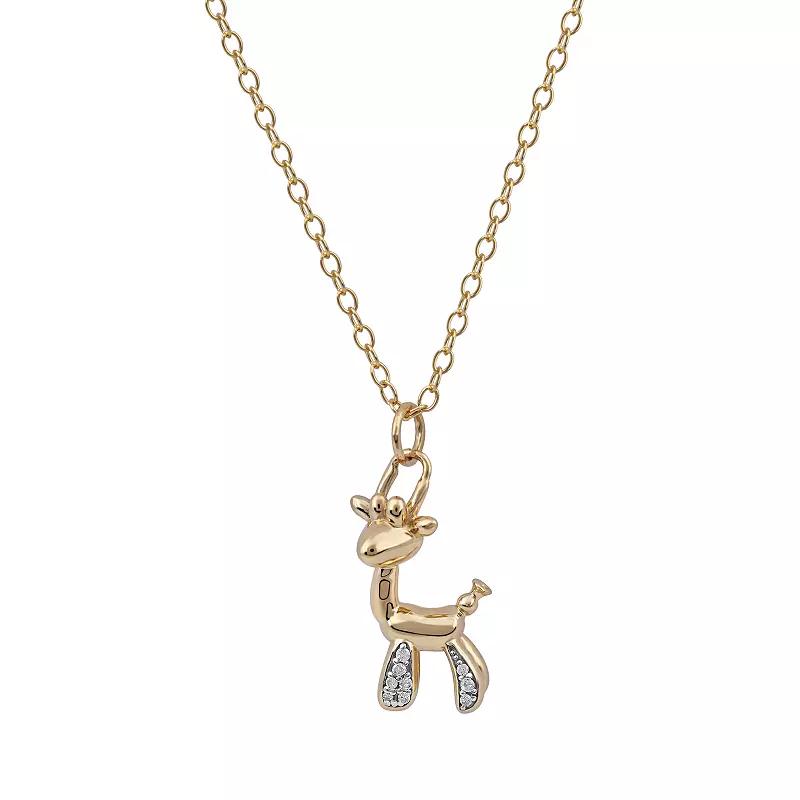 DeCouer 1/10 Carat T.W. Diamond Giraffe Balloon Animal Pendant Necklace, Women's, Size: 18", Gold Tone Product Image