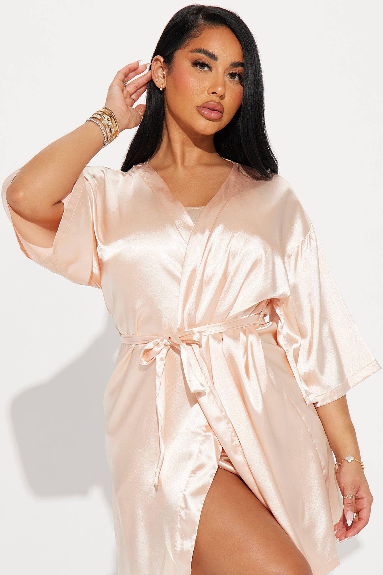 Wake Up And Make Up Satin PJ Robe Set - Gold Product Image