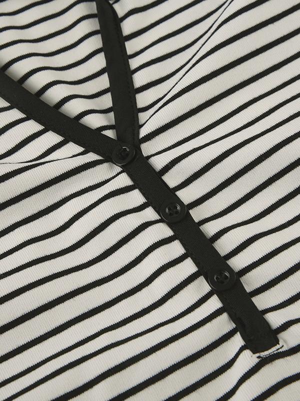 Hooded Striped Loose-Fitting Long-Sleeved Top Product Image